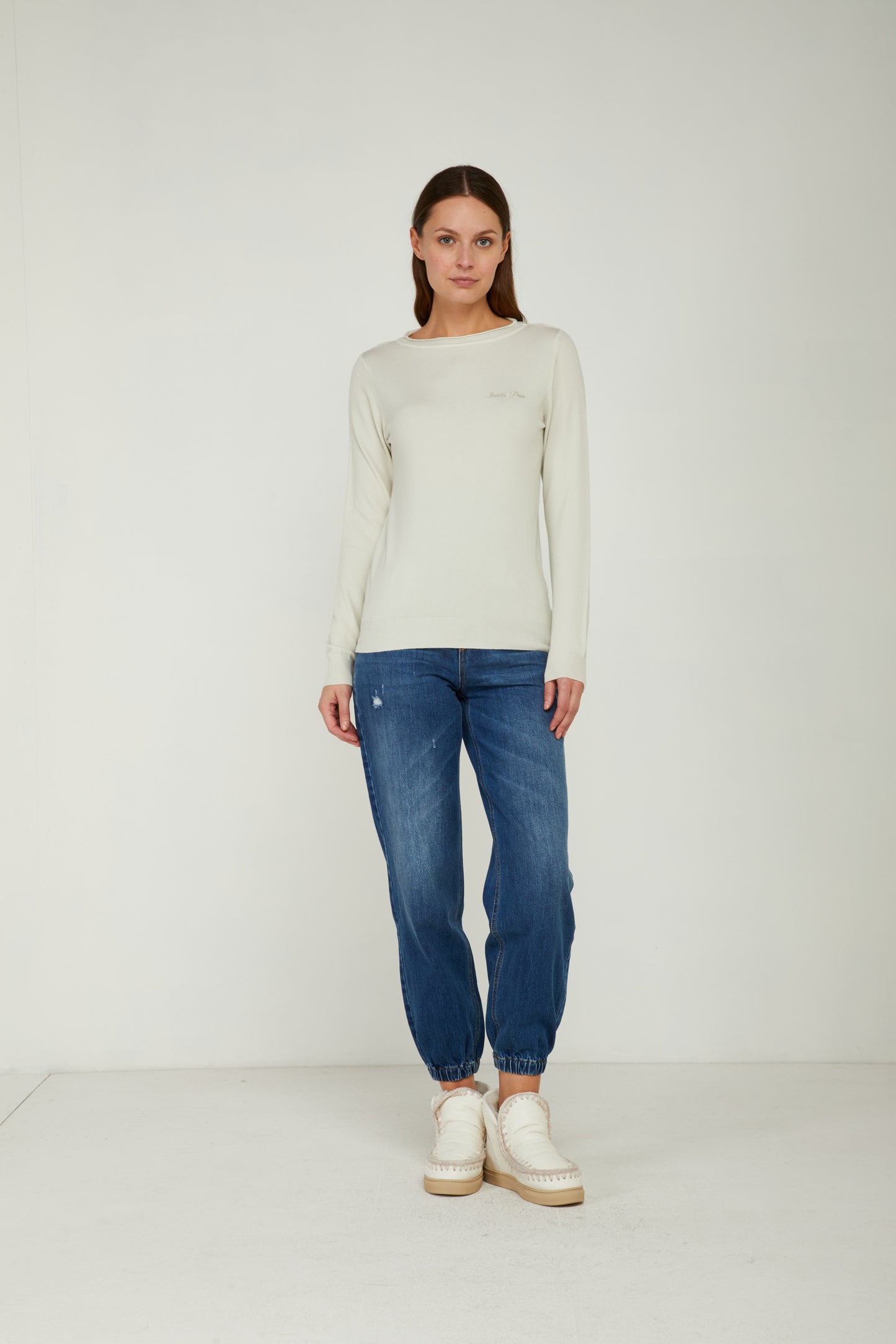 GAELLE Pullover Girocollo Panna