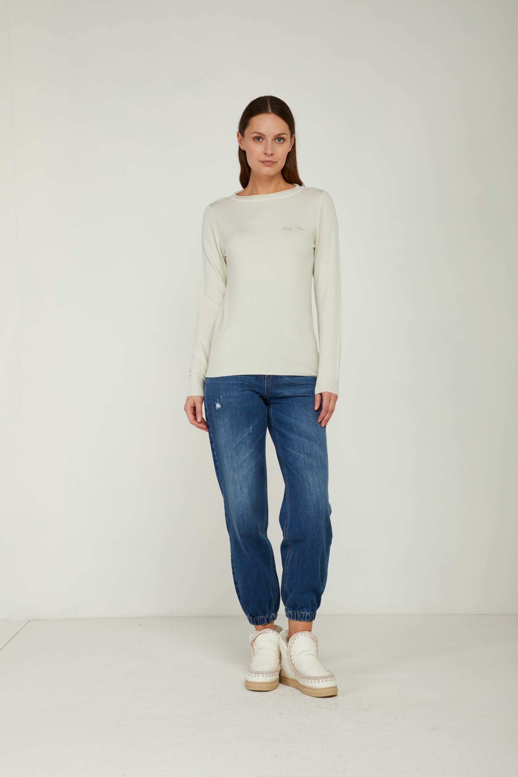 GAELLE Pullover Girocollo Panna