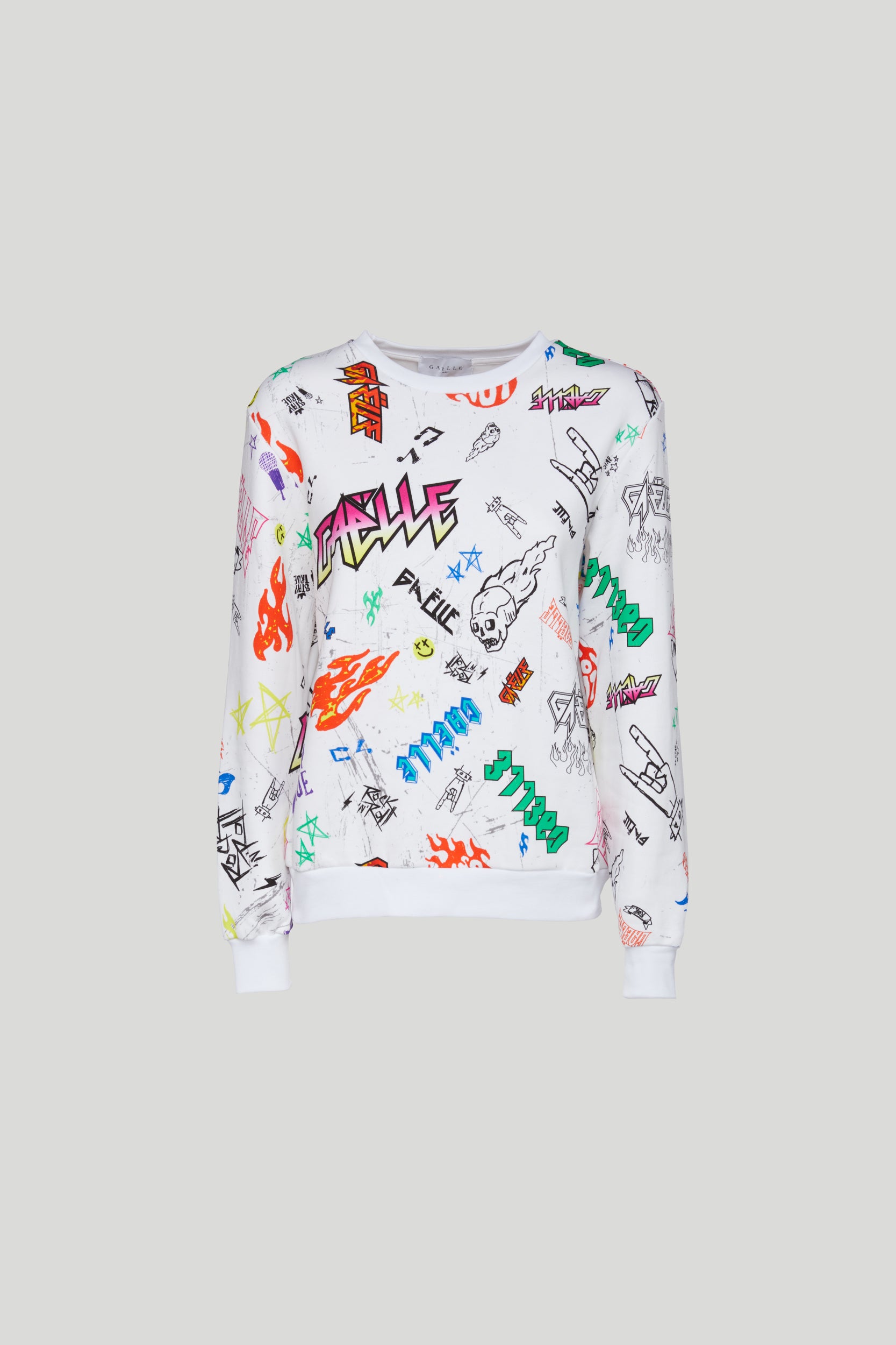 GAELLE White Sweatshirt with Multicolor Prints