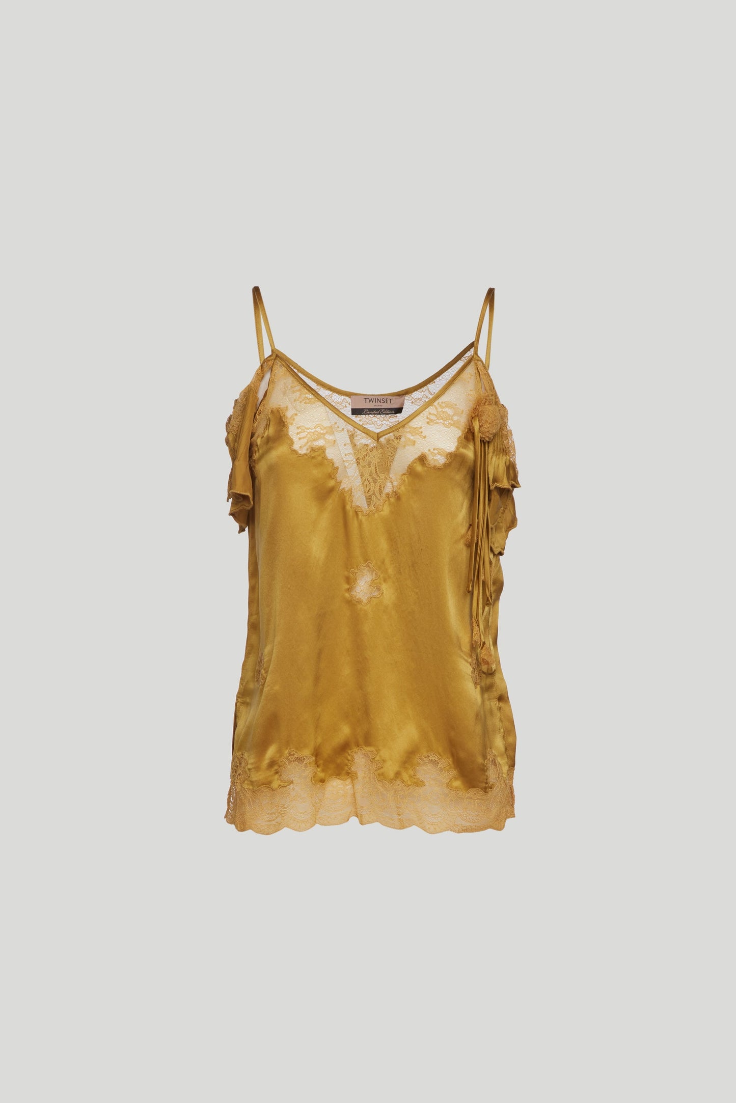 TWINSET Top Ocher Velvet and Lace