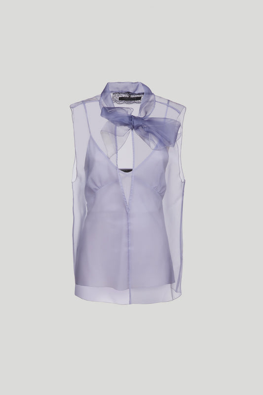 PATRIZIA PEPE One Shoulder Blouse Lilac Bow