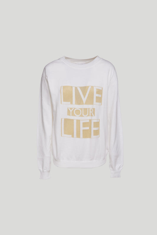 PATRIZIA PEPE White "Live Your Life" sweater