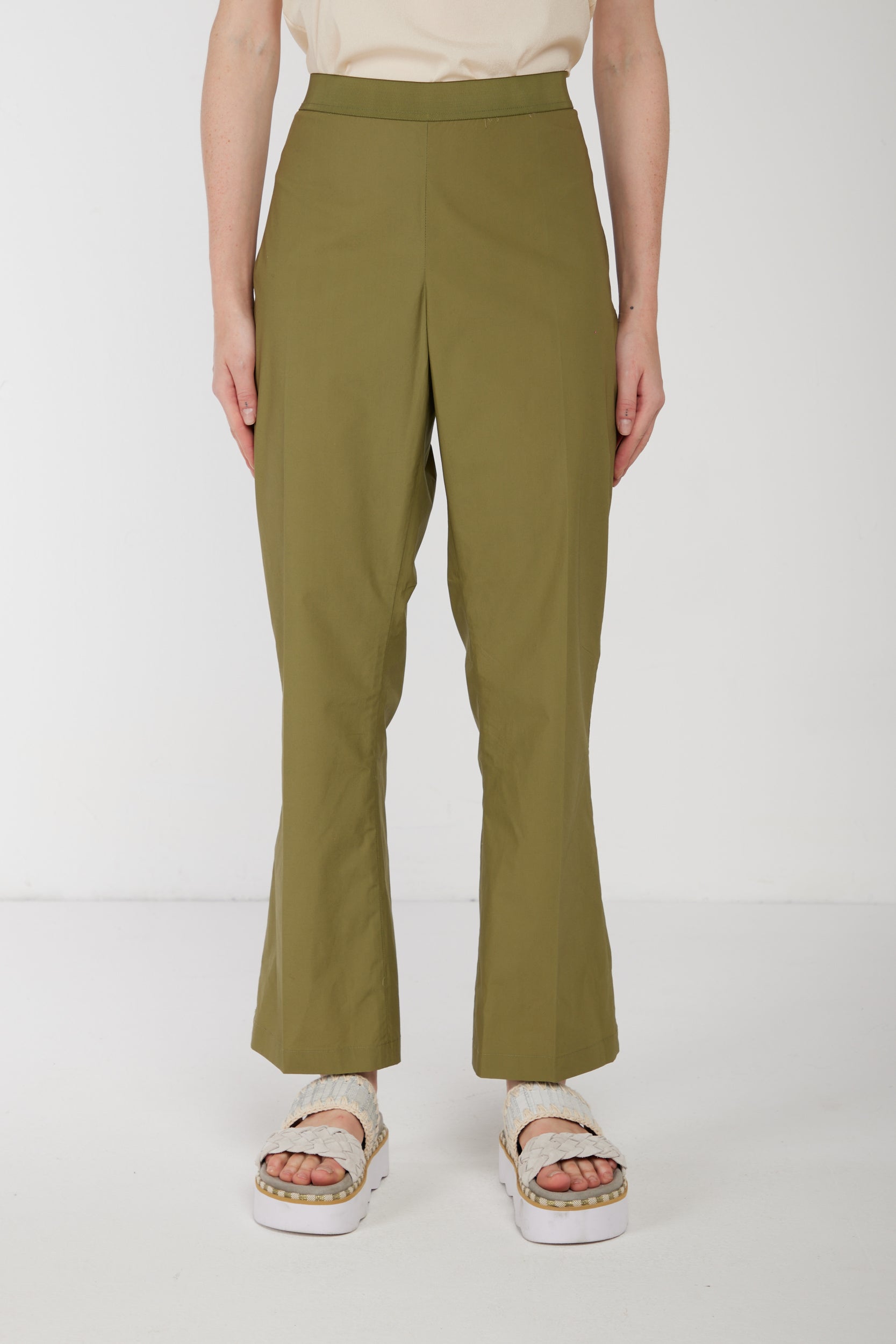 TWINSET Pantalone Verde Oliva a Vita Alta