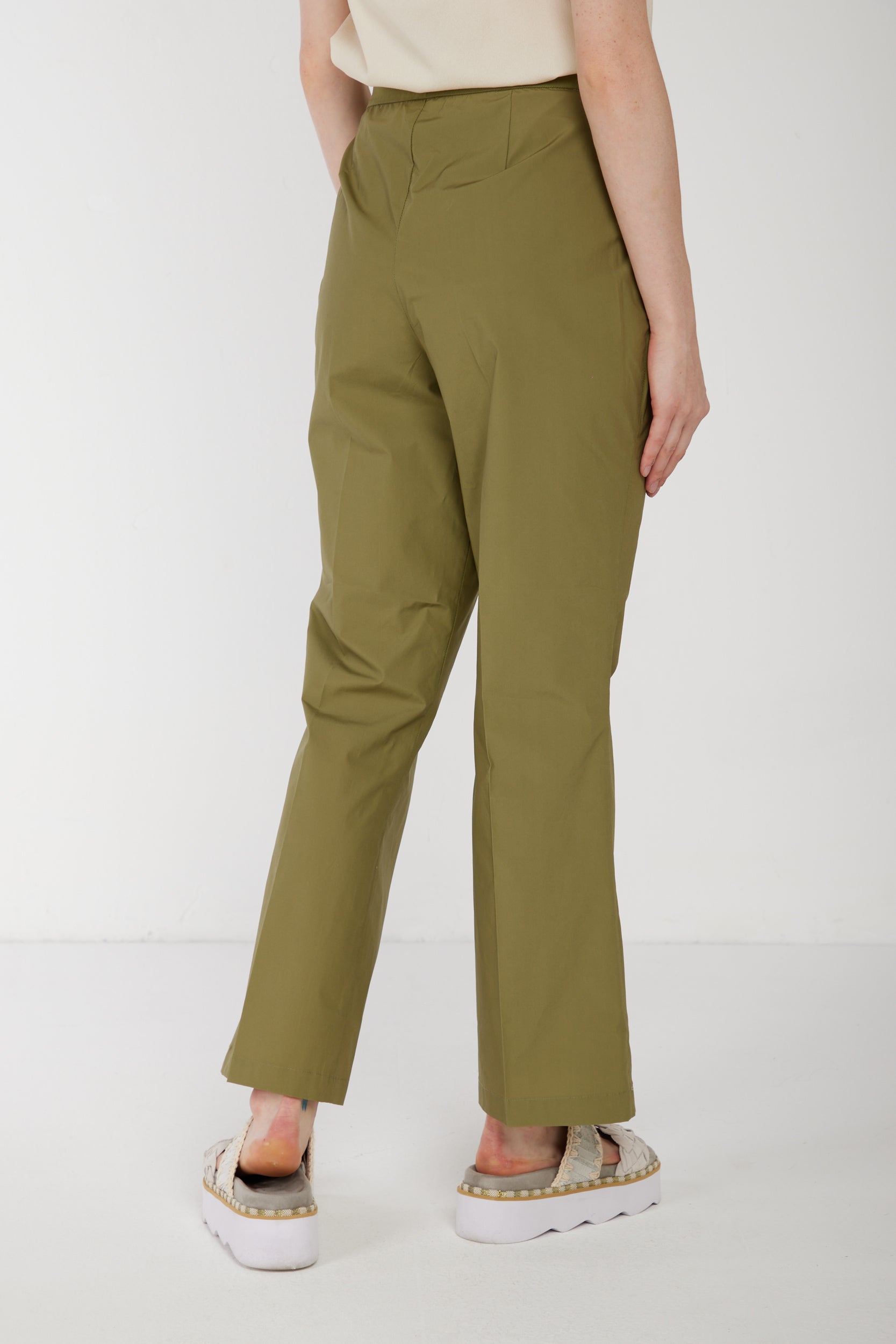 TWINSET Pantalone Verde Oliva a Vita Alta