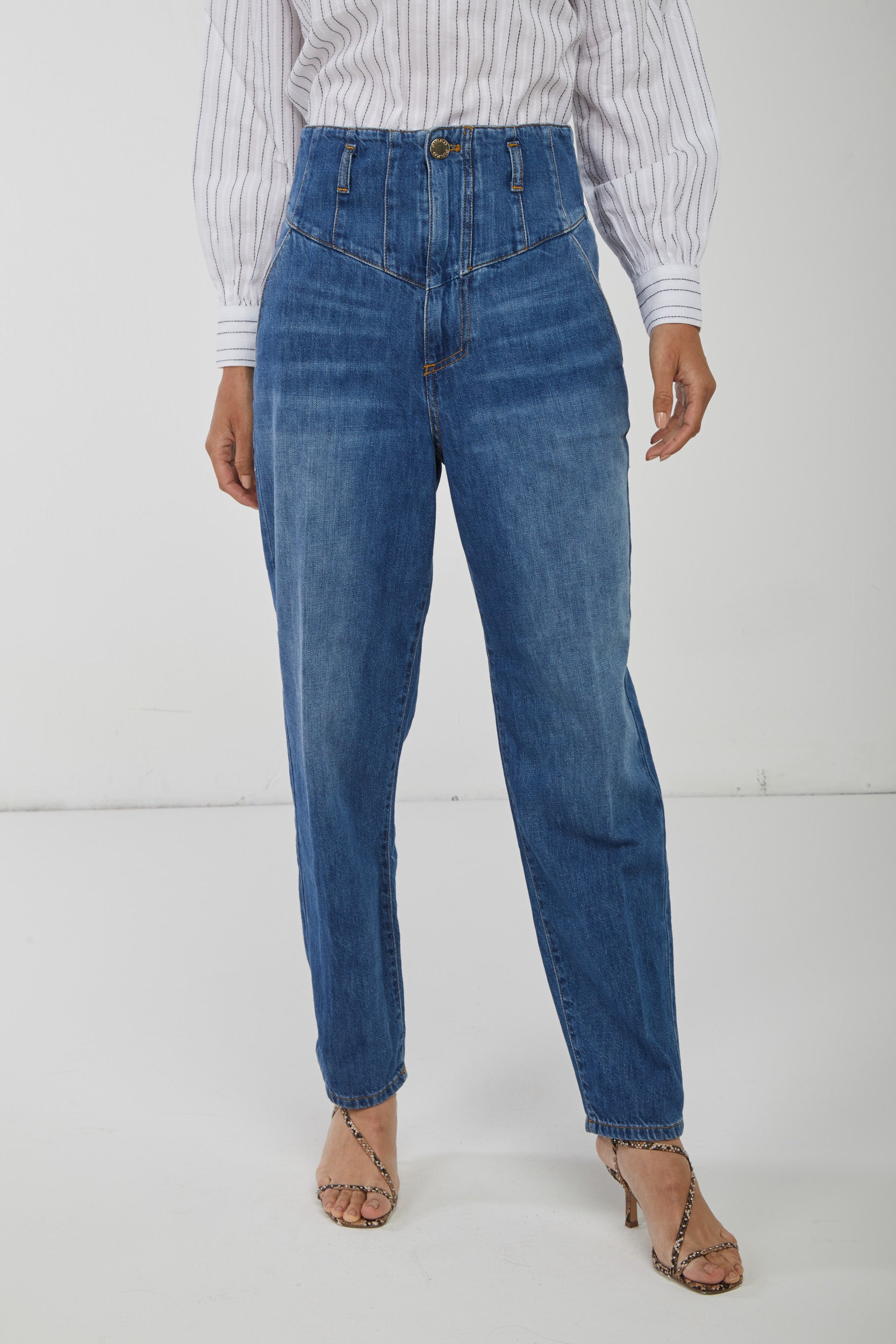 PINKO Baggy Jeans with Bustier Effect