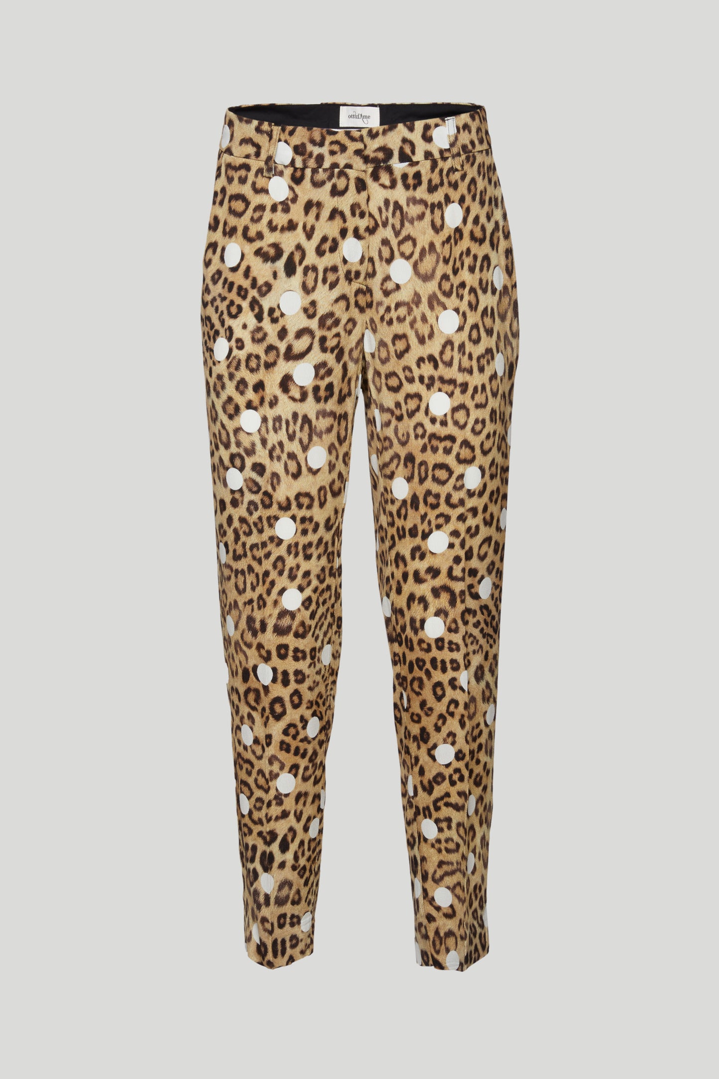 OTTOD'AME Pantalone Leopardato a Sigaretta