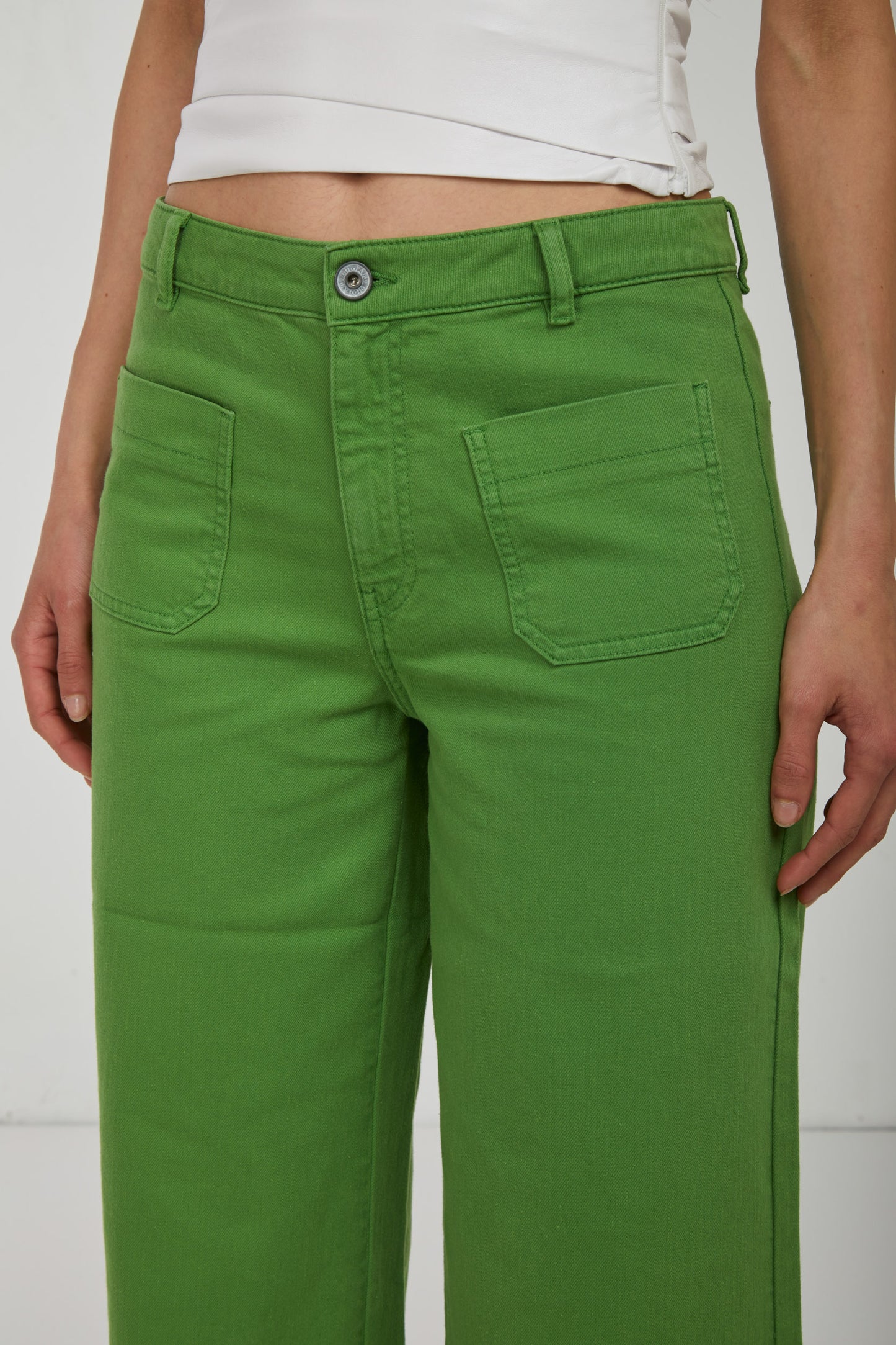 OTTOD'AME Pantalone Verde Gamba Ampia
