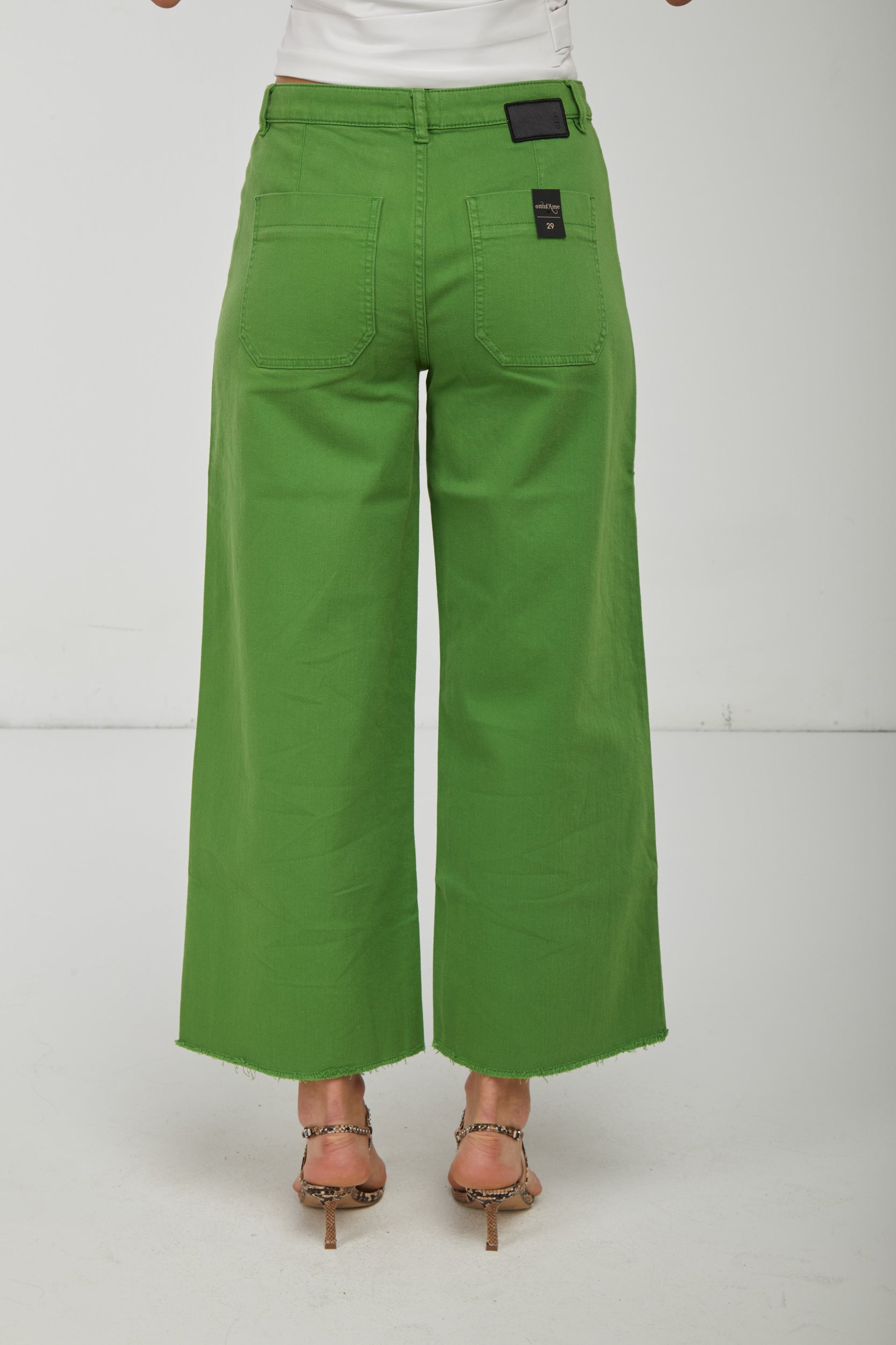 OTTOD'AME Pantalone Verde Gamba Ampia