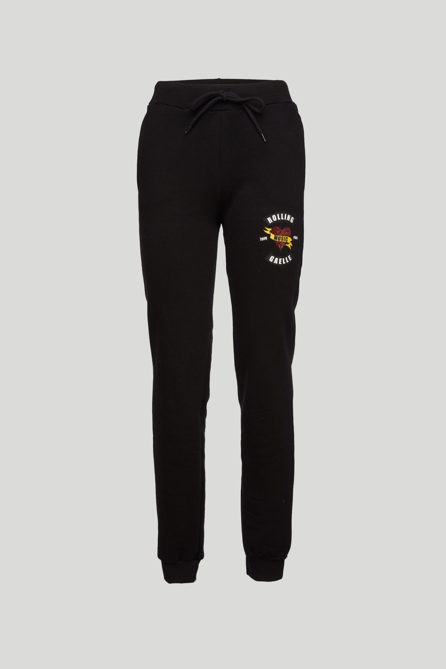 GAELLE Pantalone Tuta Nero con Stampa