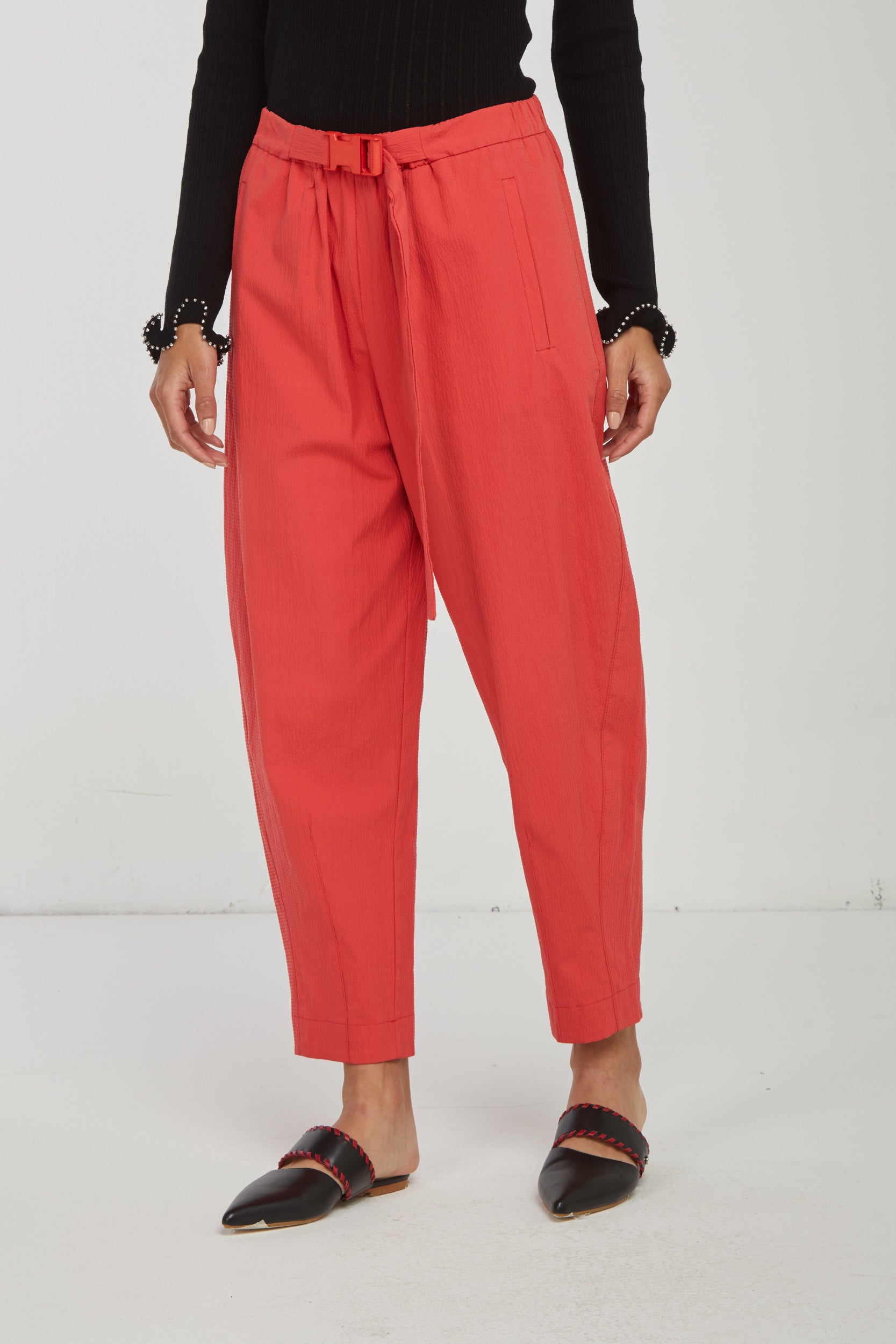 OTTOD'AME Pantalone Vita Alta Corallo