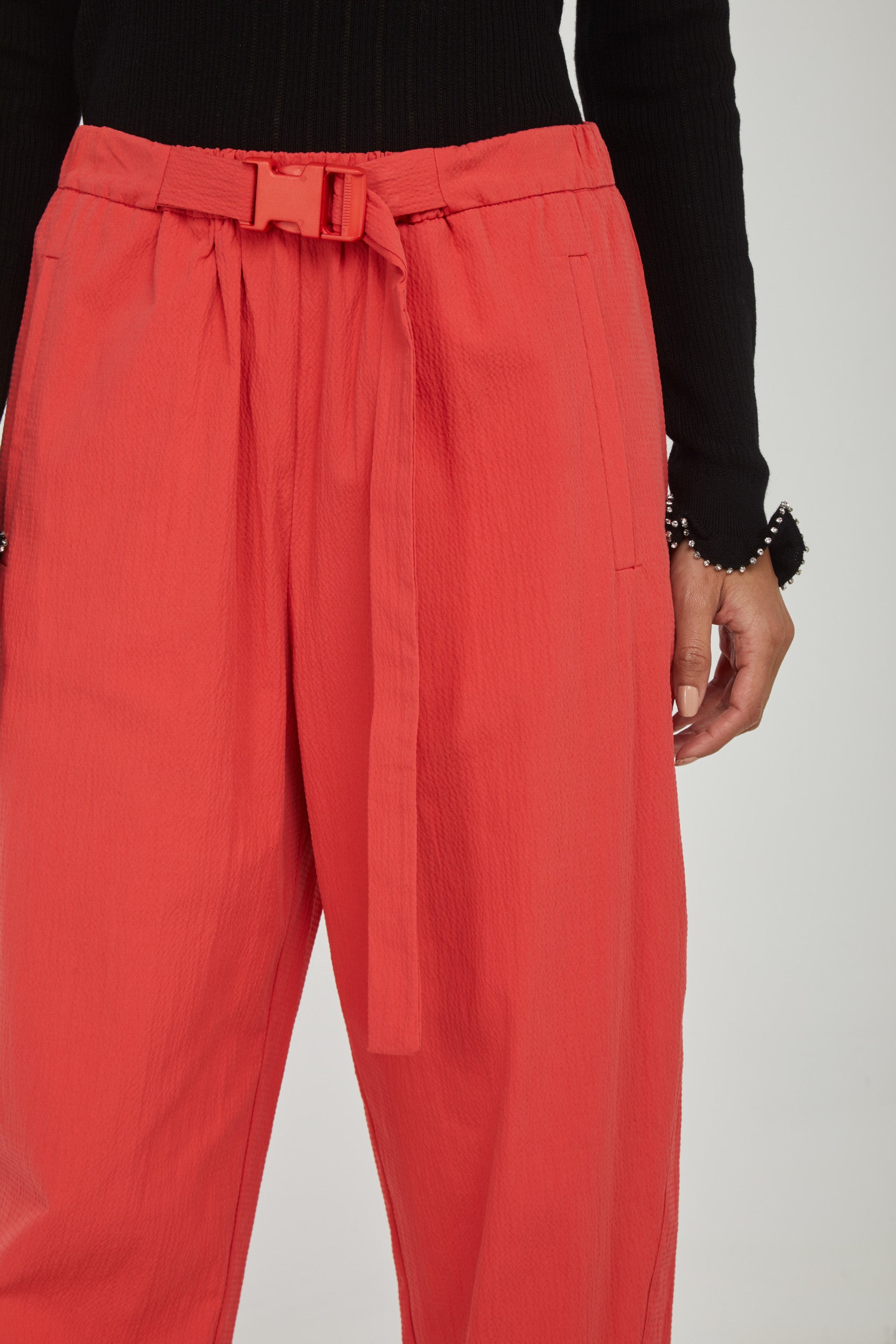 OTTOD'AME Pantalone Vita Alta Corallo