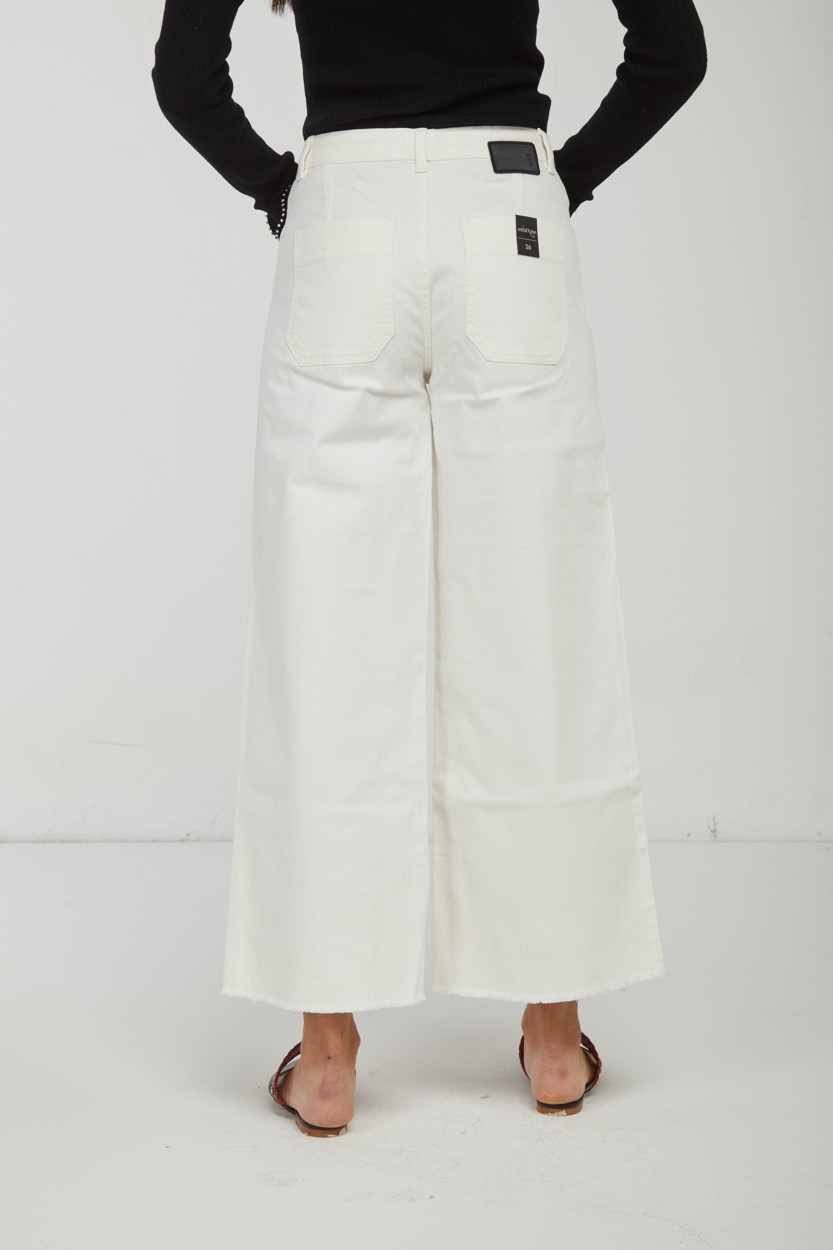 OTTOD'AME Pantalone Bianco Gamba Ampia