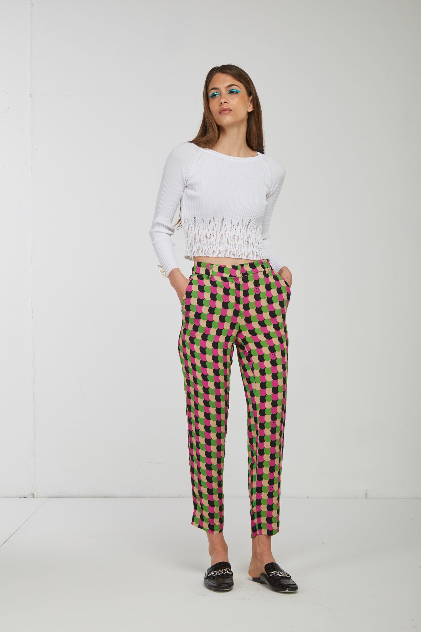 OTTOD'AME Pantalone Gamba Dritta Smile