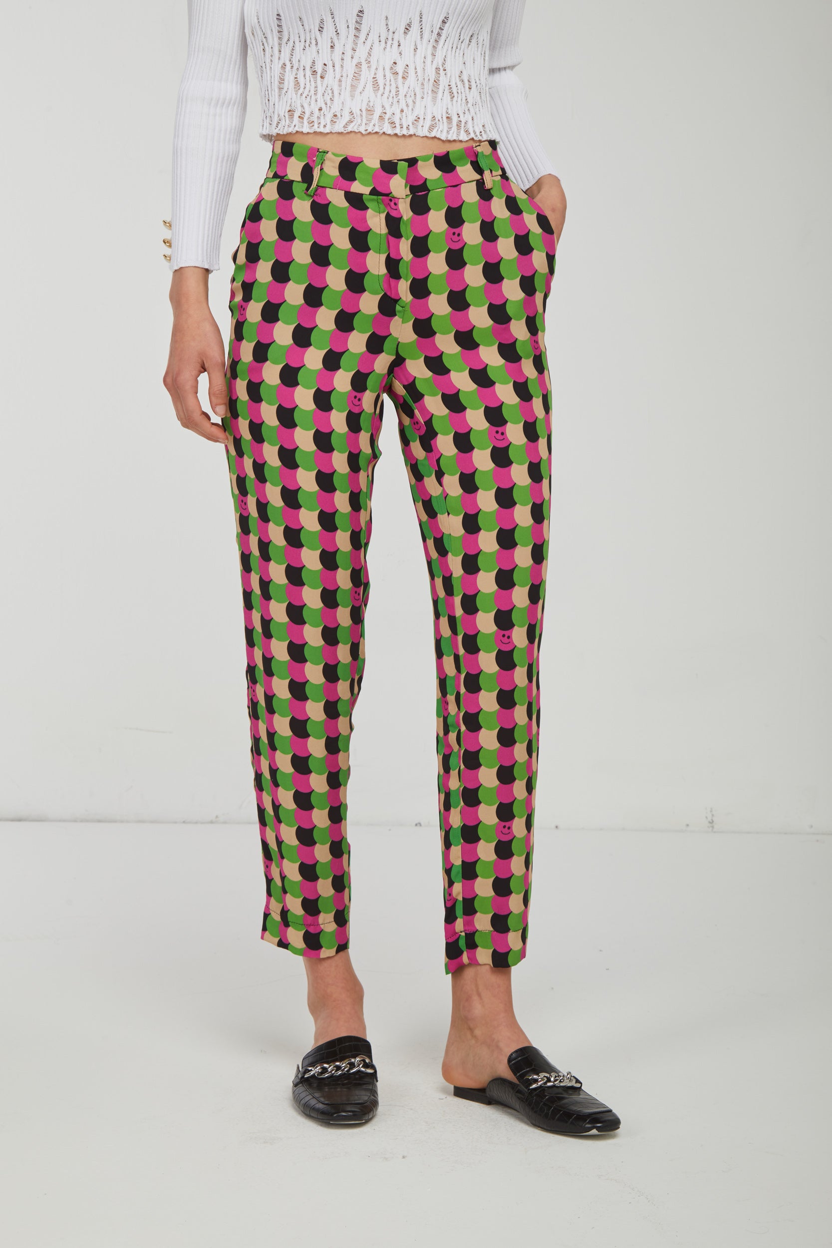 OTTOD'AME Pantalone Gamba Dritta Smile