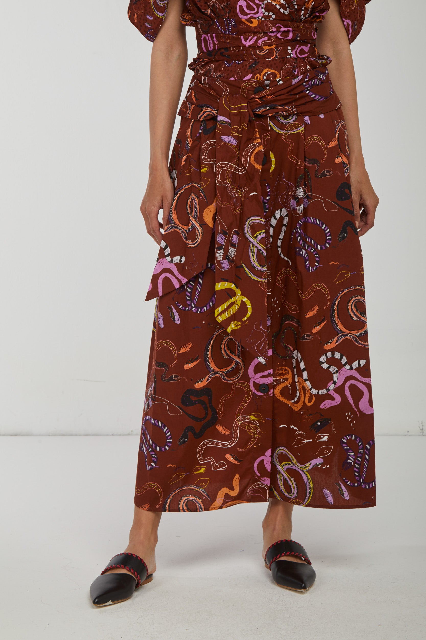 OTTOD'AME Burgundy Skirt Abstract Fantasy