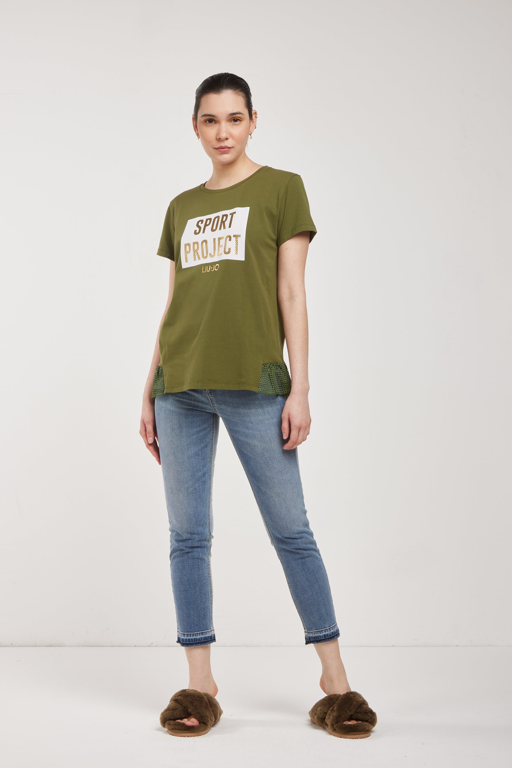 LIU-JO T-Shirt "SPORT PROJECT" Verde Militare