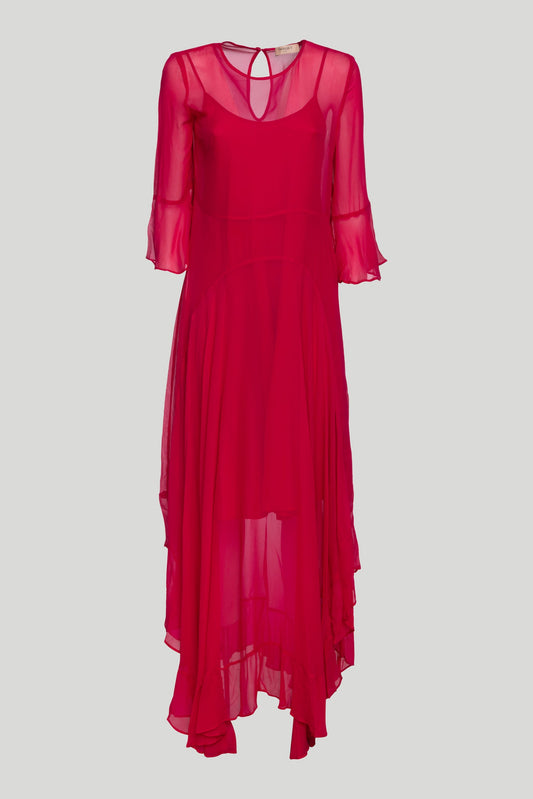 TWINSET Long Red Chiffon Dress