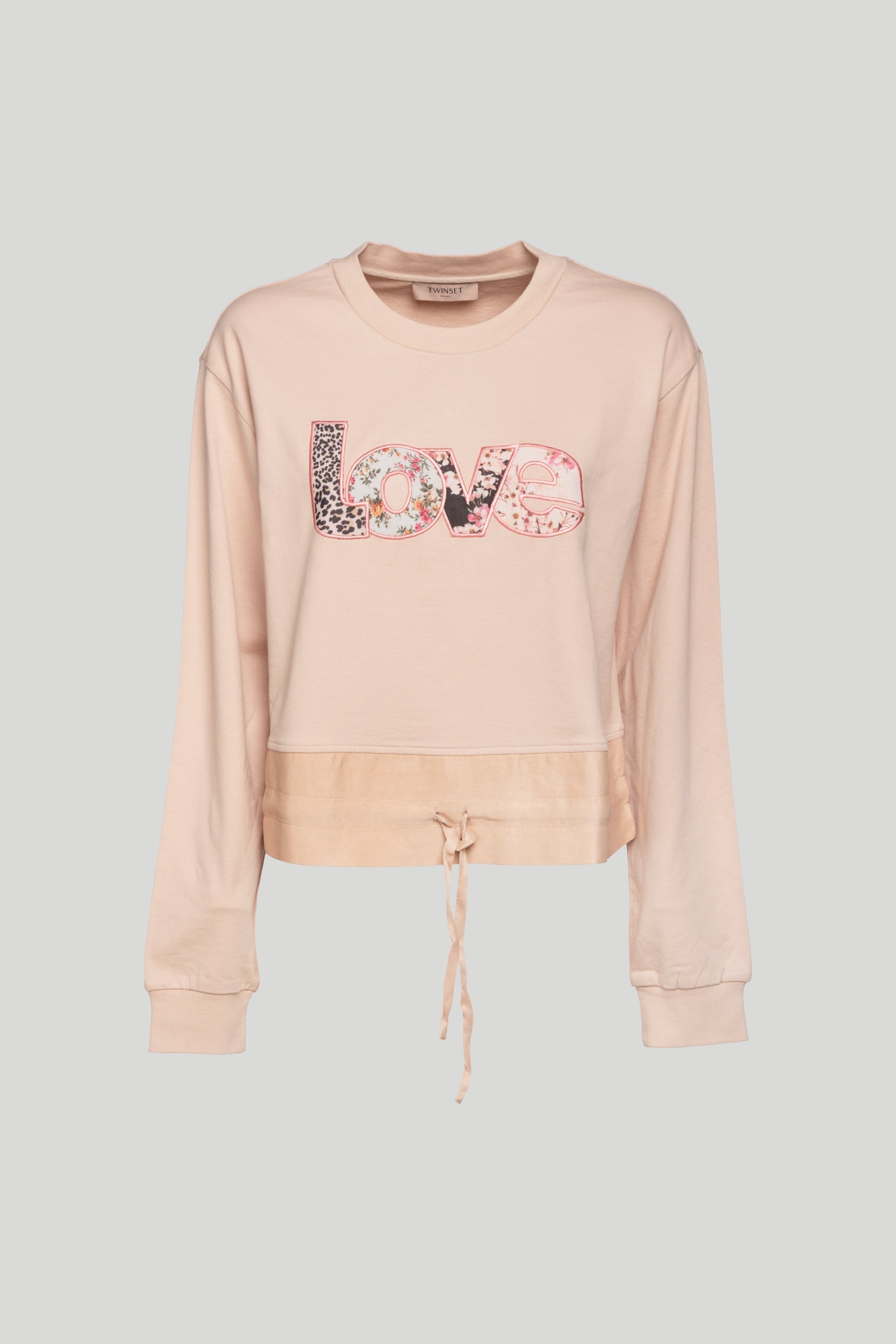 TWINSET Felpa Rosa Antico con Stampa Love