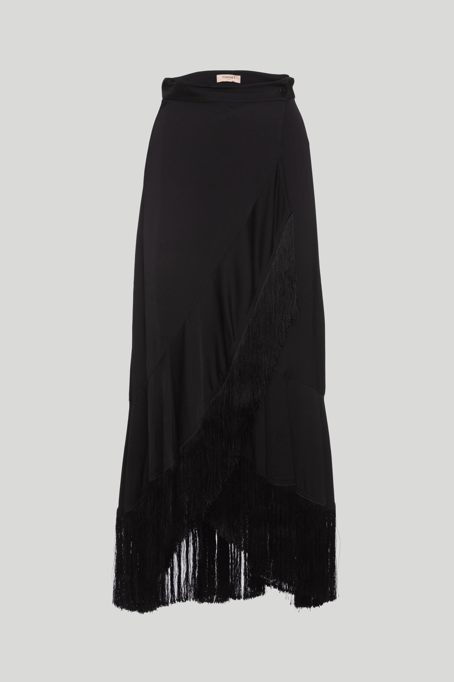 TWINSET Long Black Skirt and Fringes