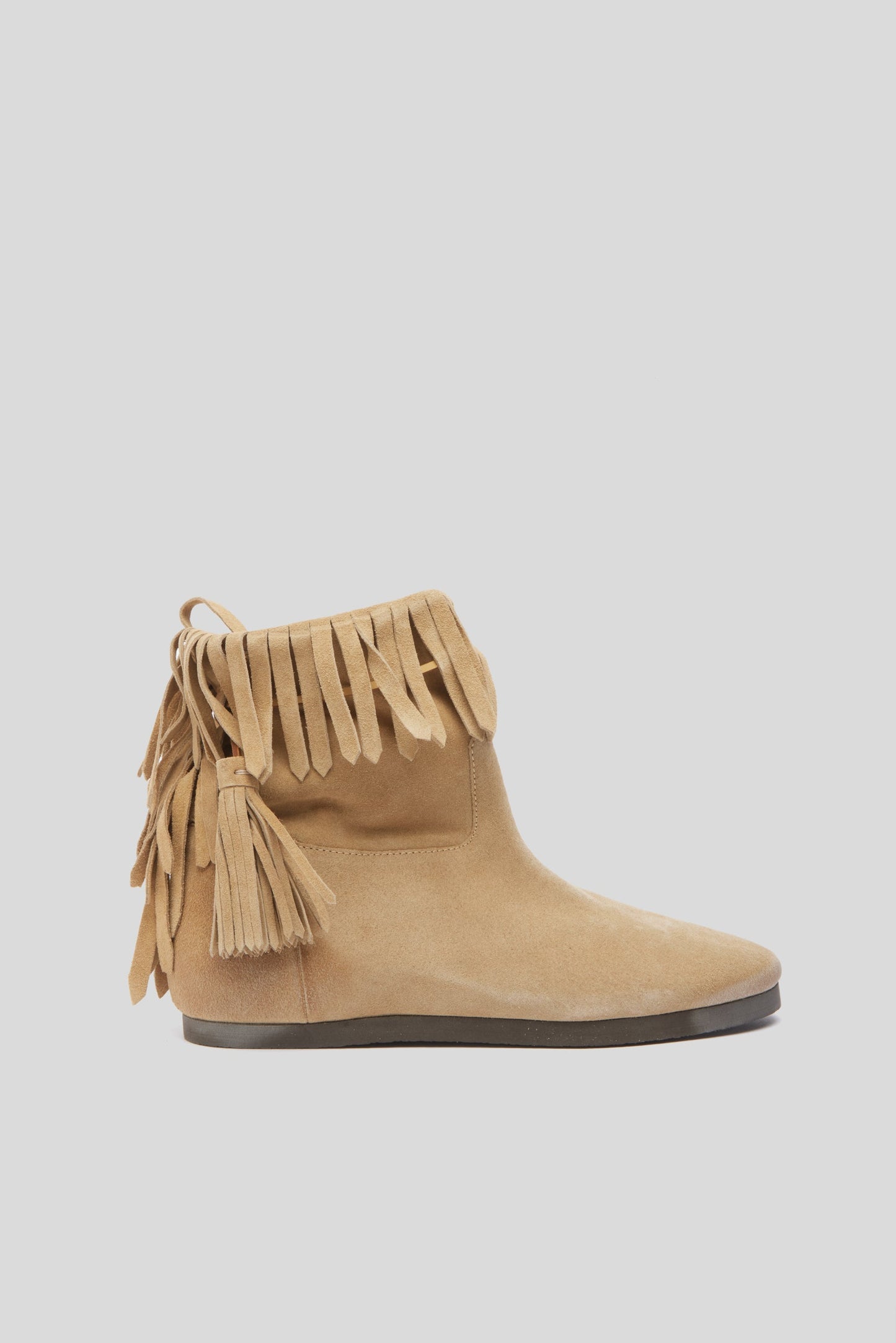 TWINSET Beige Suede and Fringes Ankle Boots