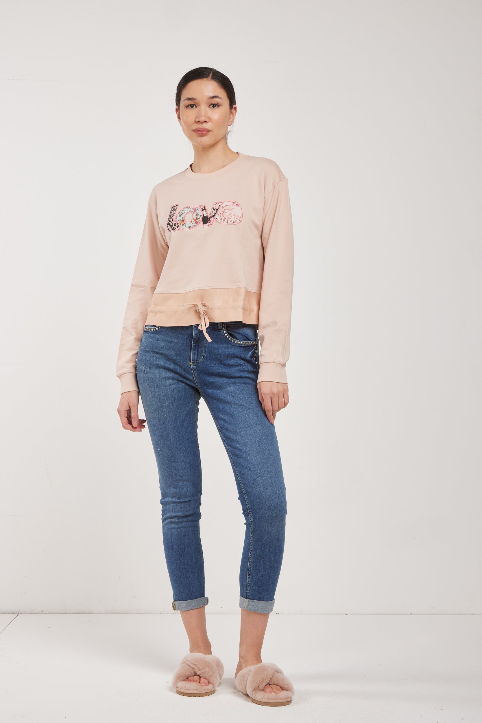 TWINSET Felpa Rosa Antico con Stampa Love