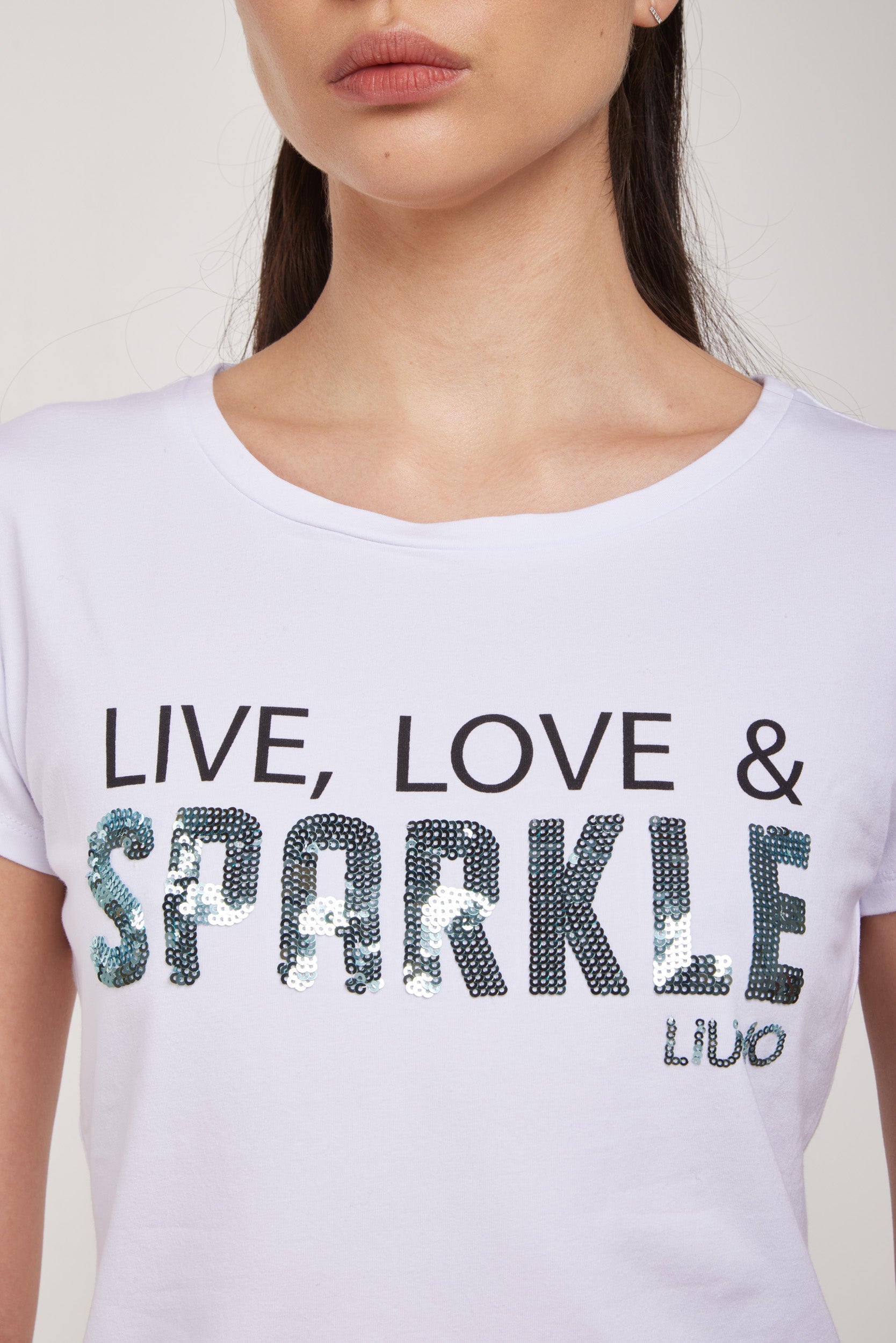 LIU-JO T-Shirt Bianca "Live, Love & Sparkle"