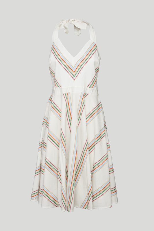 OTTOD'AME White Retro Dress and Stripes