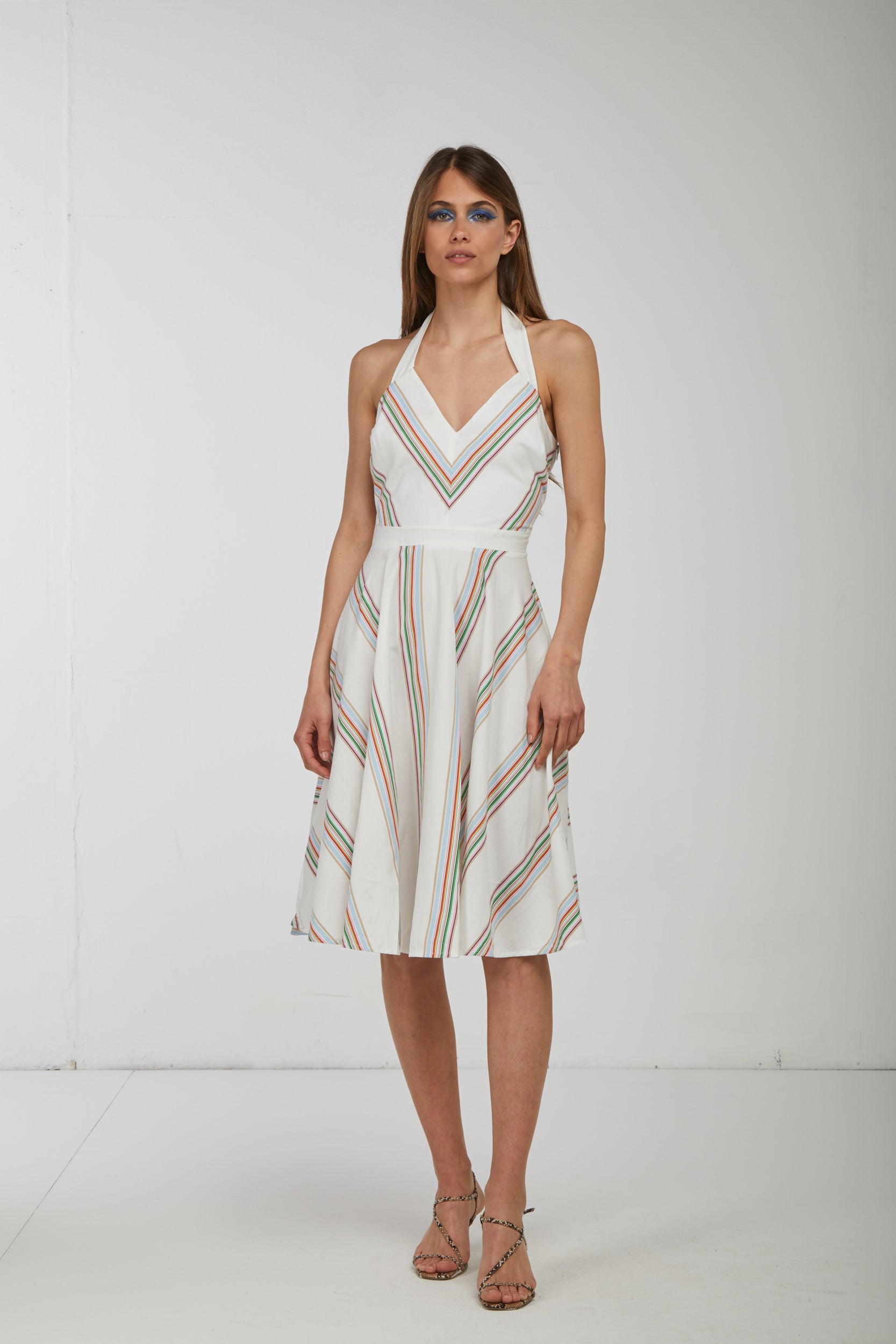 OTTOD'AME White Retro Dress and Stripes