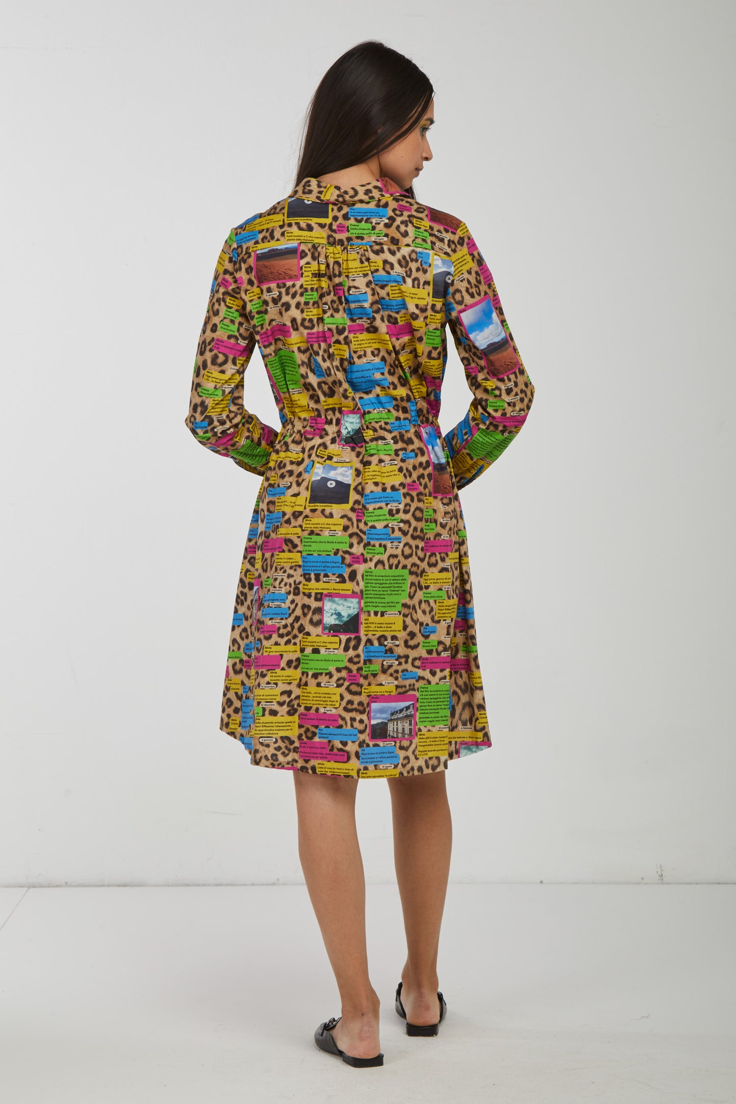 OTTOD'AME Abito Chemisier "Postcard" Leopardato