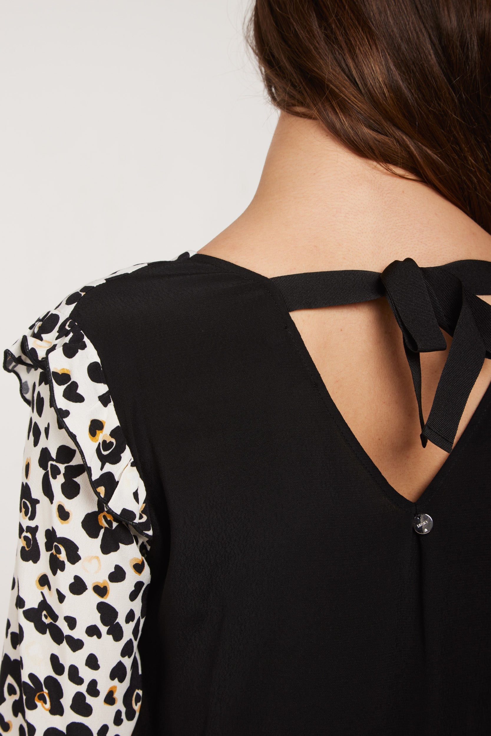 LIU-JO Black and White Micro Flowers Dress