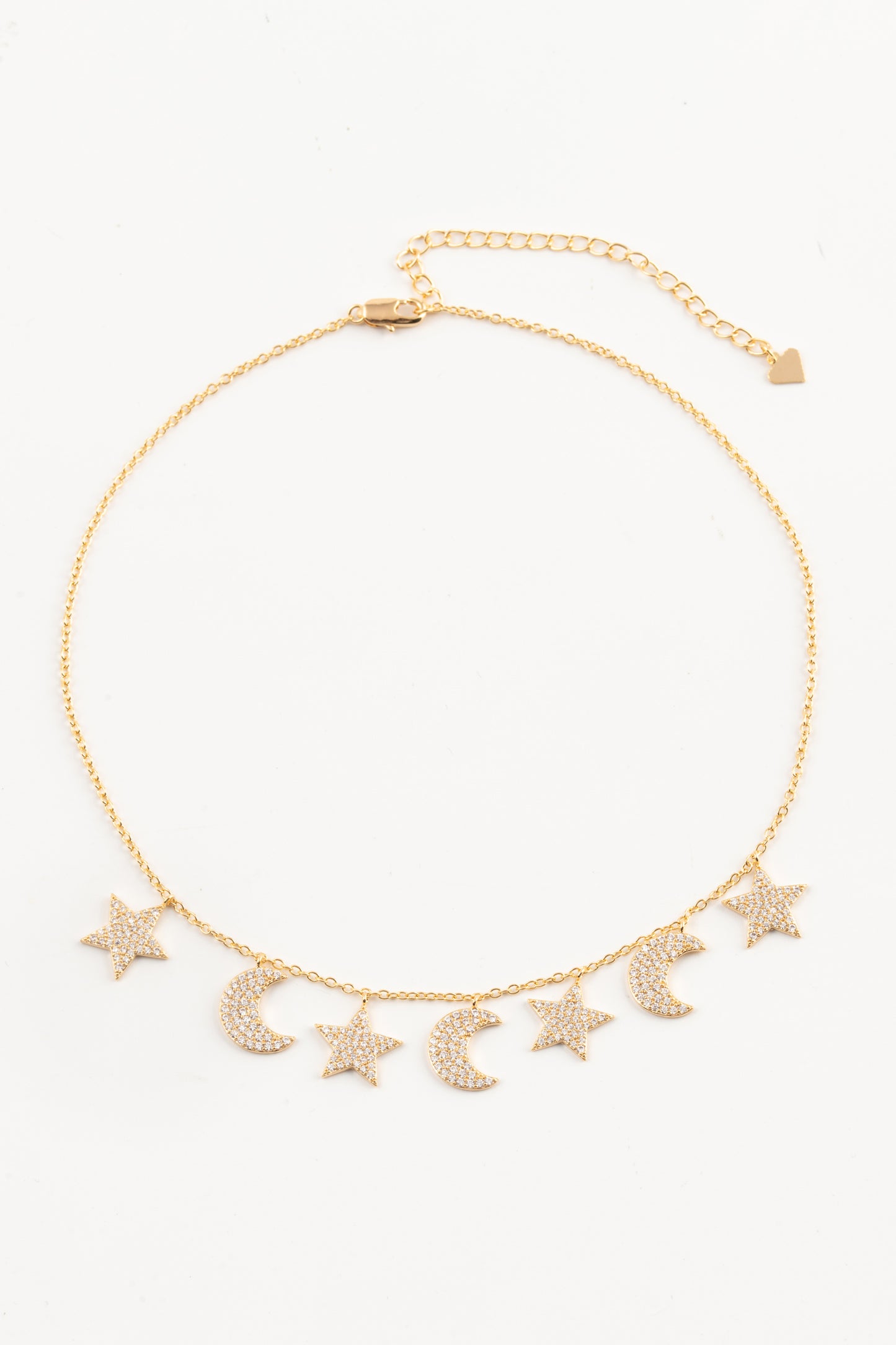 Gold Moon and Stars Charms Necklace