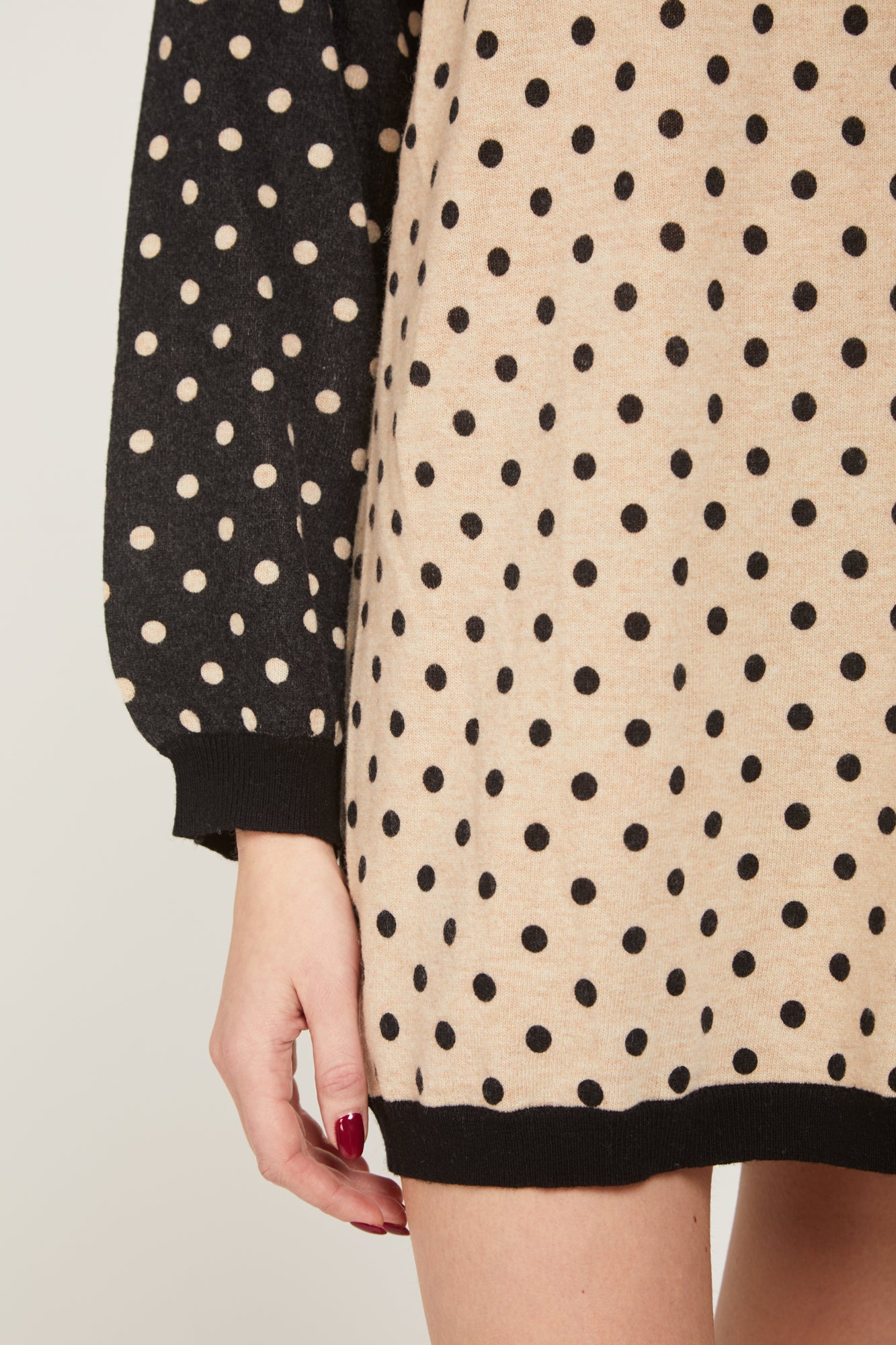 PRINCESSE LODO Maglione Oversize Beige a Pois Neri
