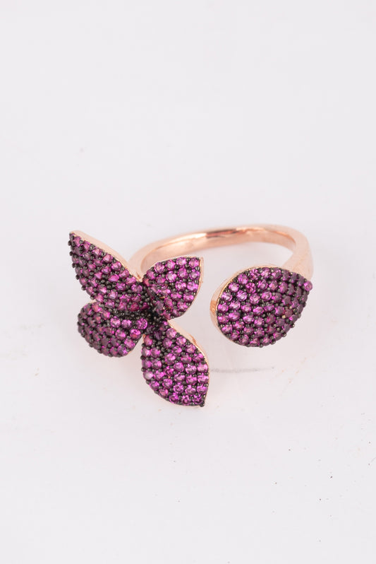 Flower and Drop Ring Rosè Pink