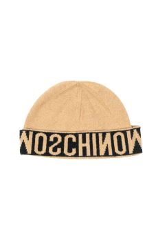 MOSCHINO Cappello in Lana Beige con Logo