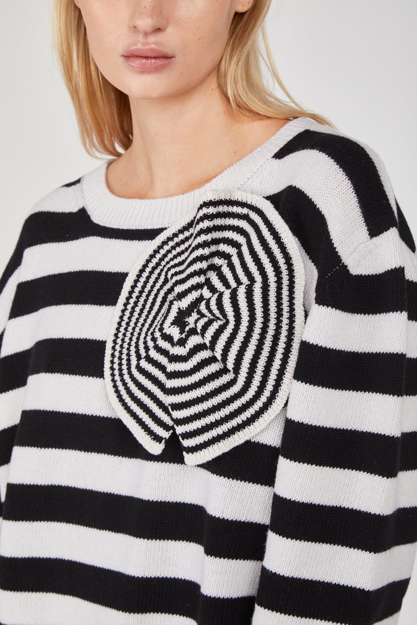 STELLA JEAN Oversize Striped Sweater with Detail
