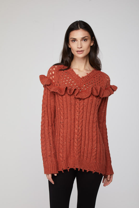 TWINSET Maglia Ruggine con Rouches