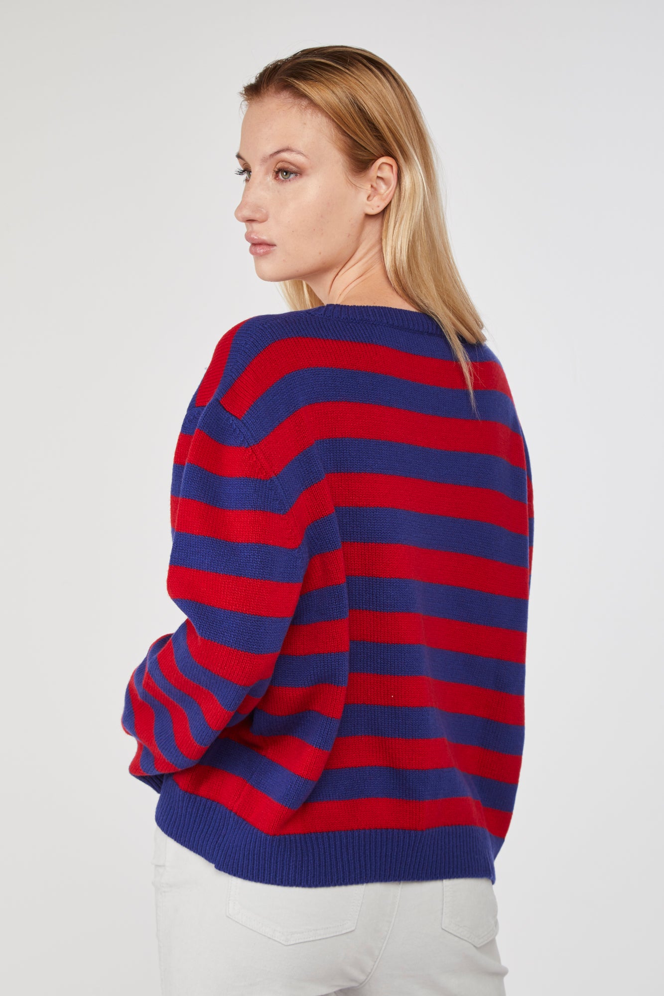 STELLA JEAN Striped Sweater with Optical Detail