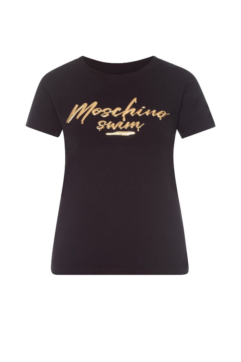 MOSCHINO T-Shirt Nera con Logo Moschino Swim