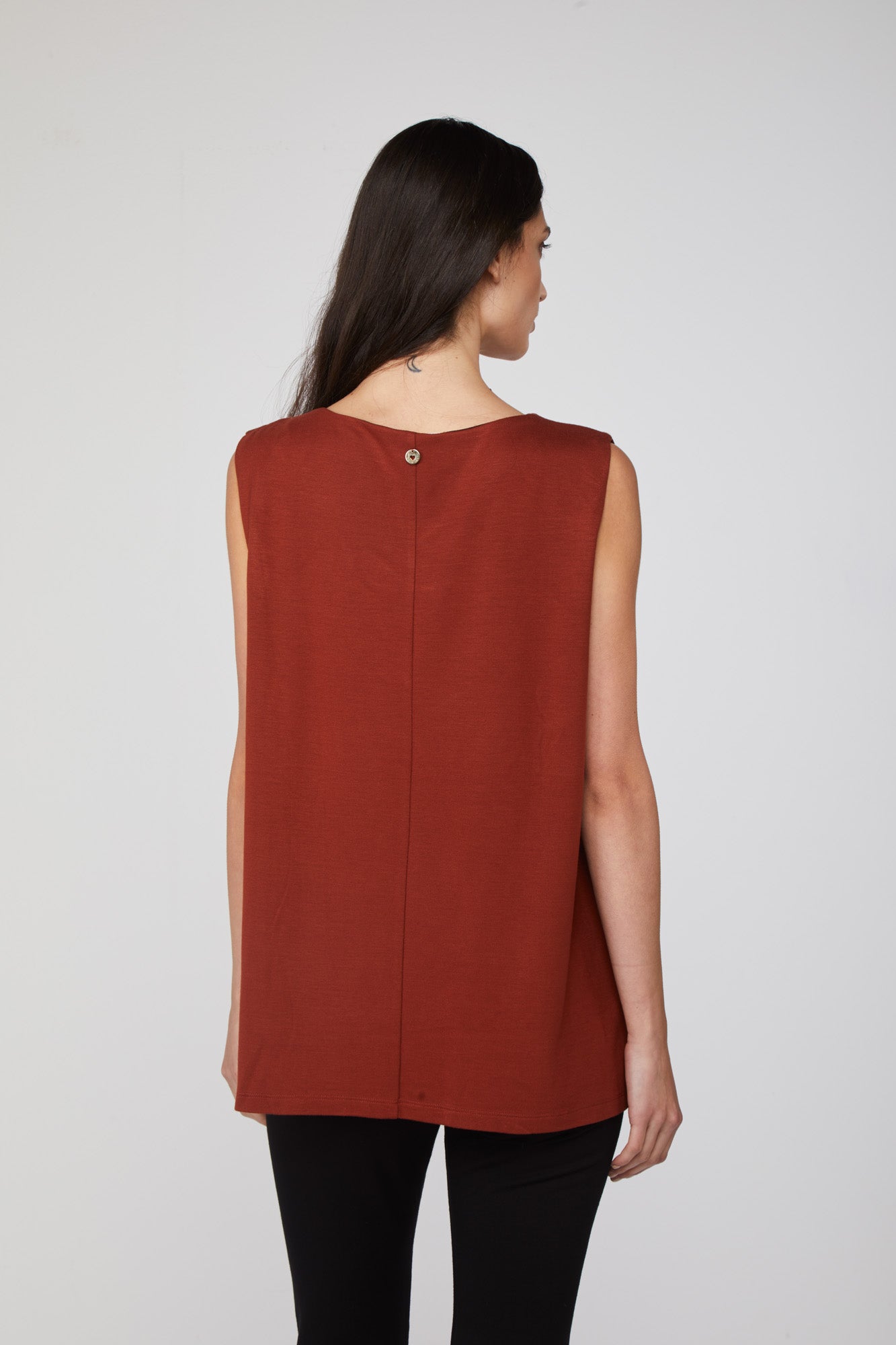 TWINSET Blusa Marrone con Scollo a Barca