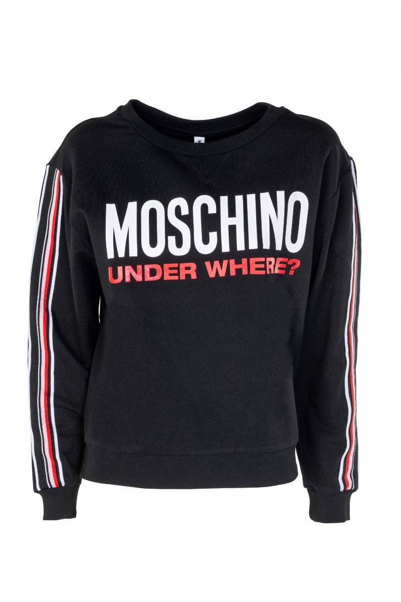 MOSCHINO Felpa Nera Girocollo "Under Where?"