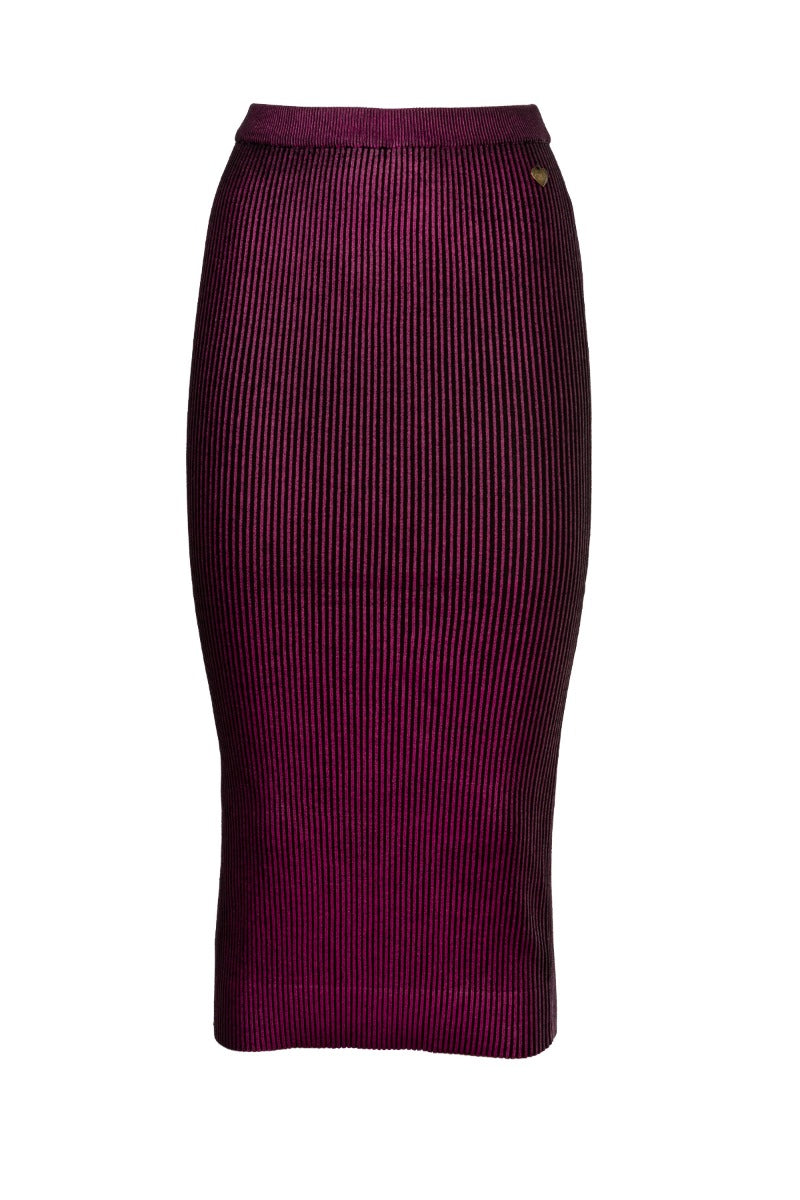 Dark fuchsia metal skirt