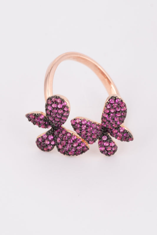 Double Flower Ring Rosè and Fuxia