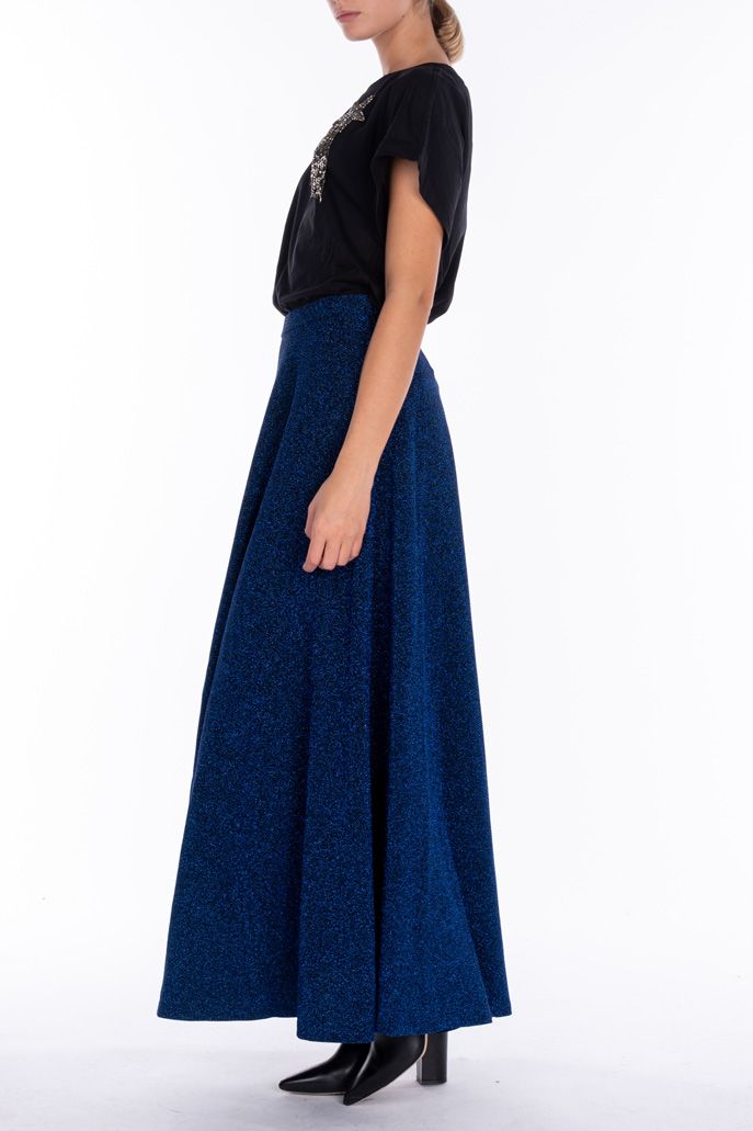 ALESSANDRA GALLO Gonna Lunga in Lurex Blu