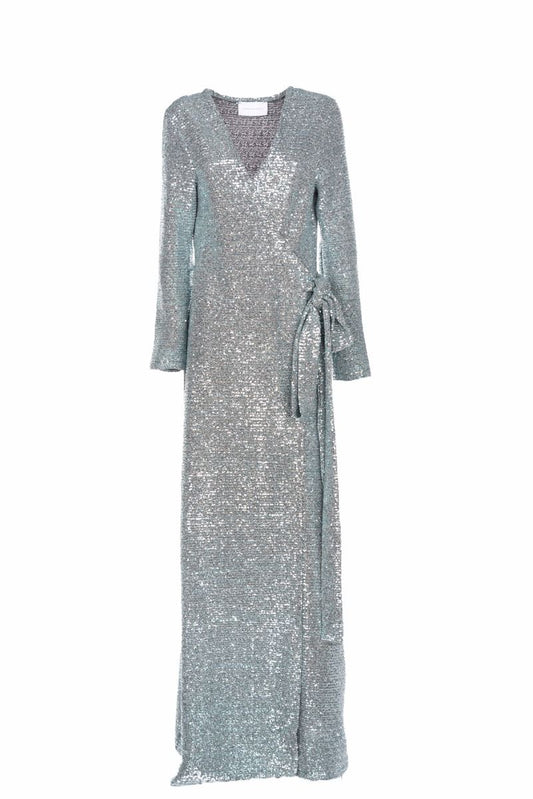 ALESSANDRA GALLO Vestito Lungo in Paillettes Celeste