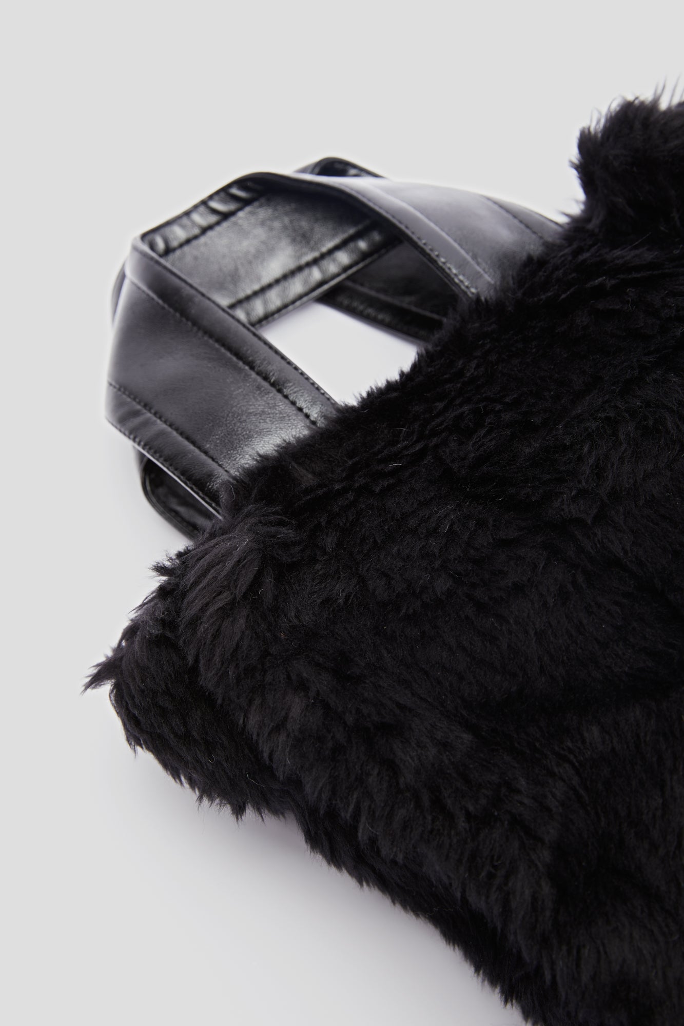 STAND STUDIO Lucille Bag in Black Eco-fur