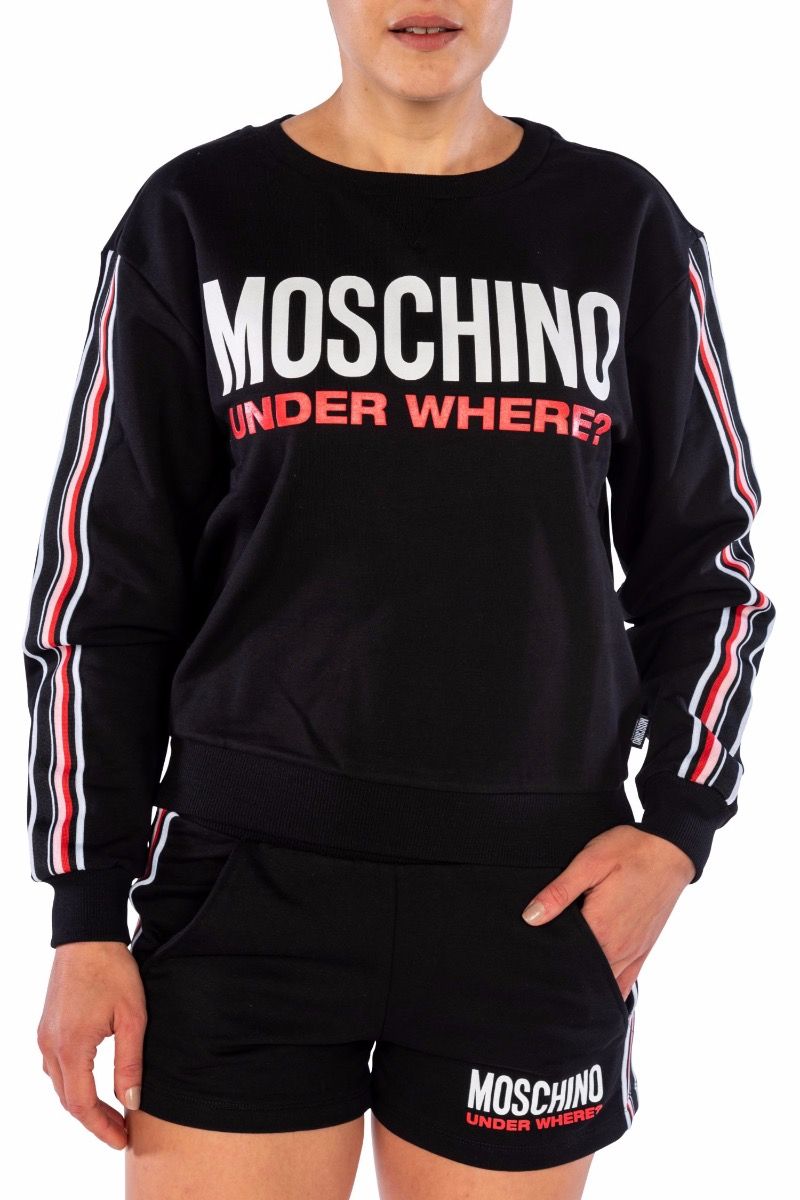 MOSCHINO Felpa Nera Girocollo "Under Where?"