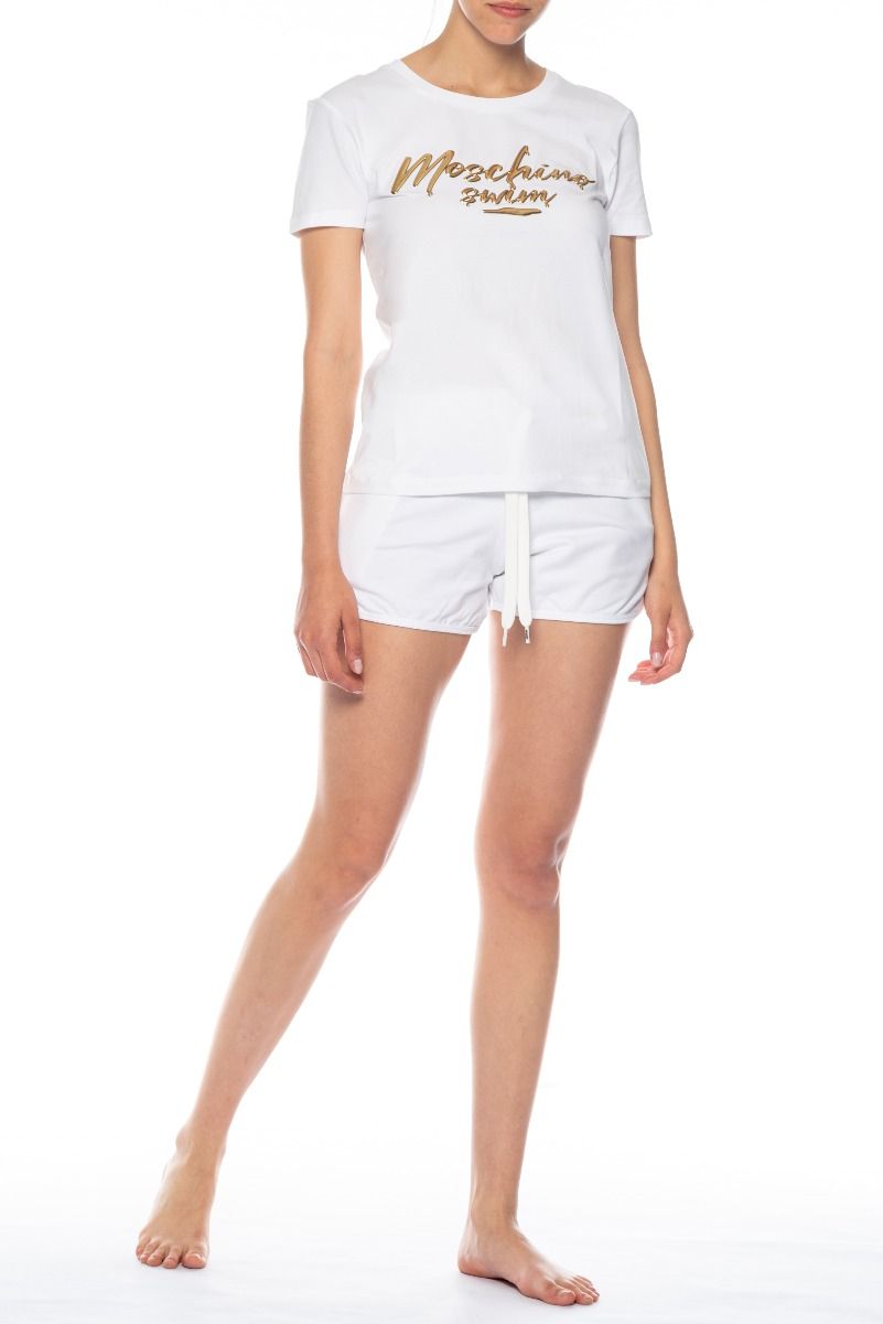 MOSCHINO White T-Shirt with Moschino Swim Logo