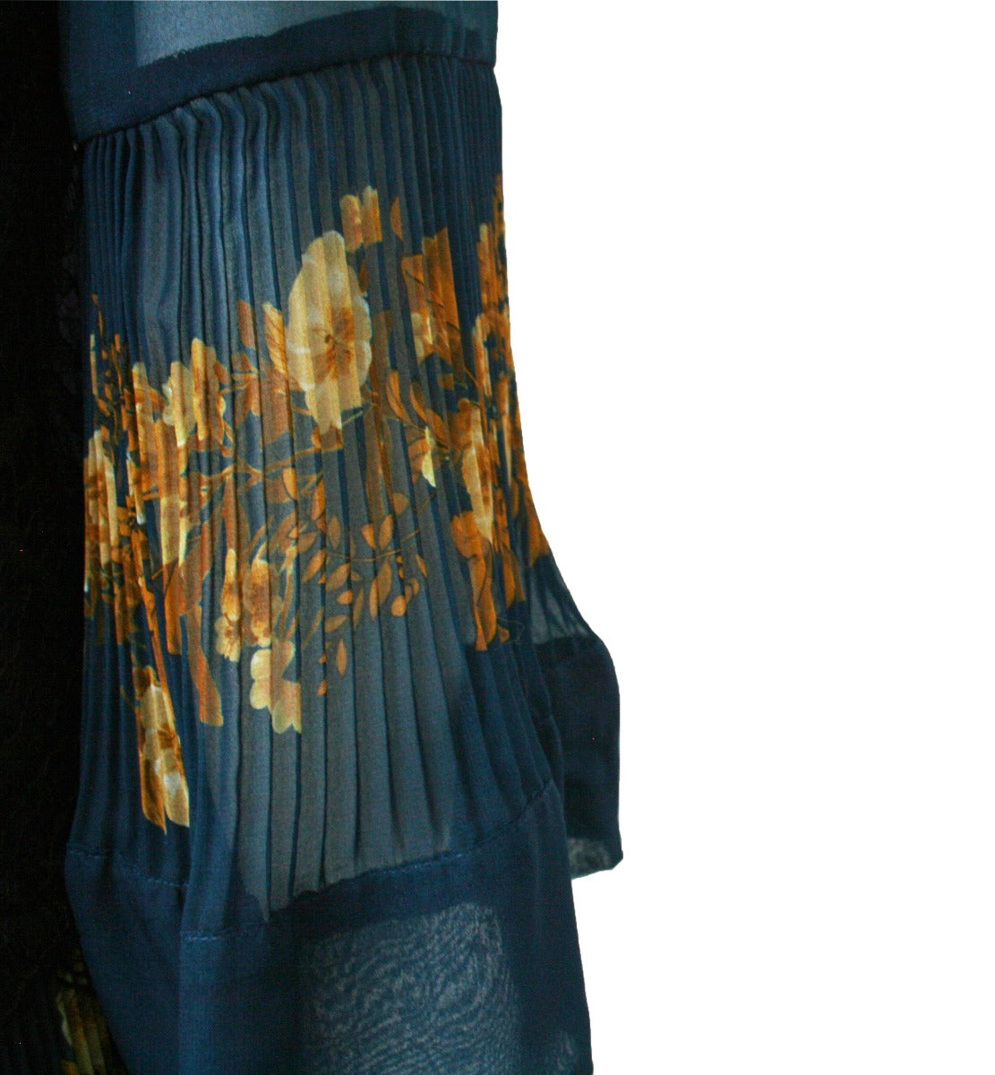 TWINSET Abito Chiffon Petrolio con Stampa a Fiori