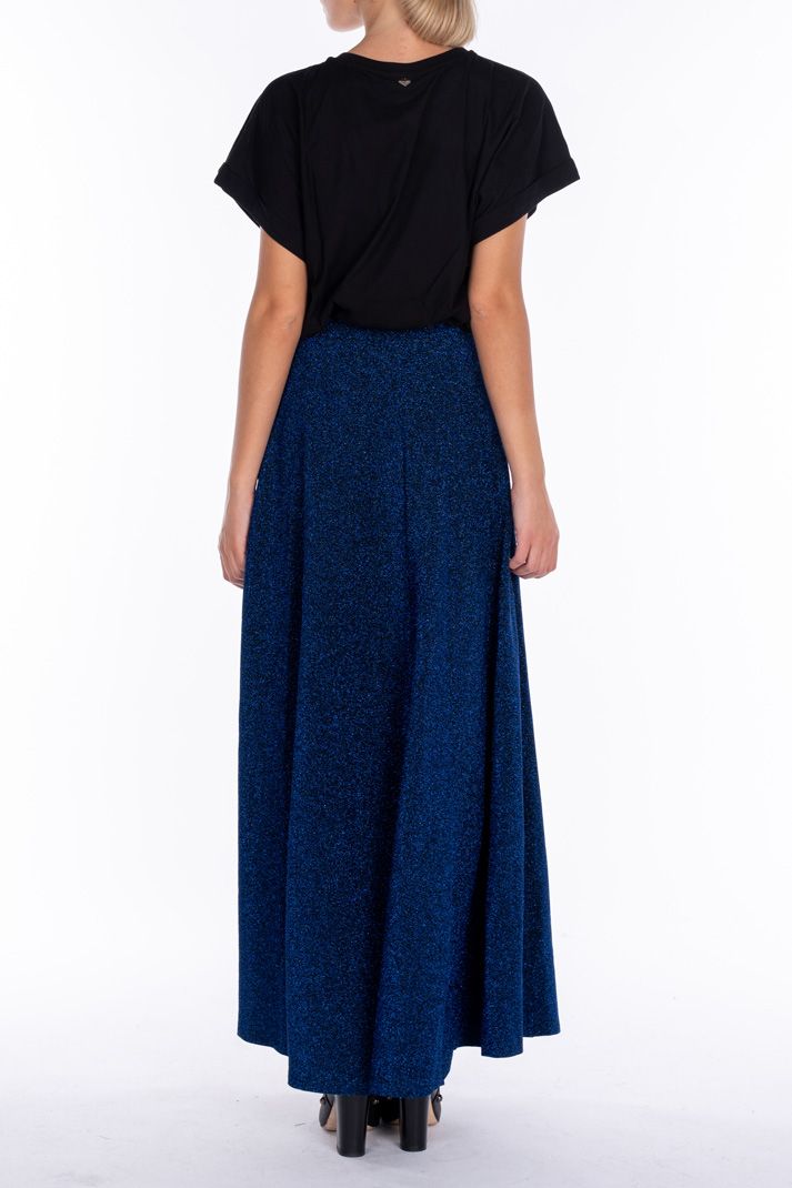 ALESSANDRA GALLO Gonna Lunga in Lurex Blu