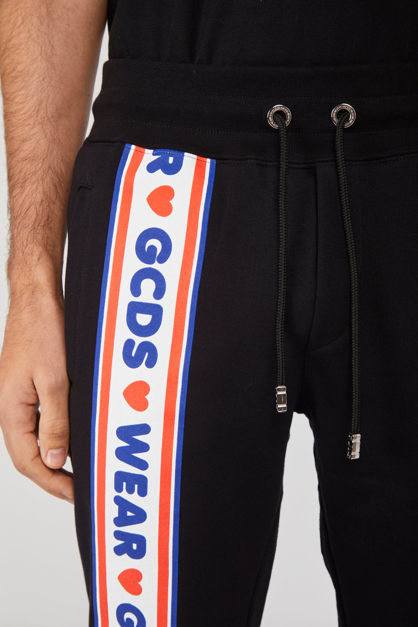 GCDS Pantalone Sportivo Nero con Logo Laterale